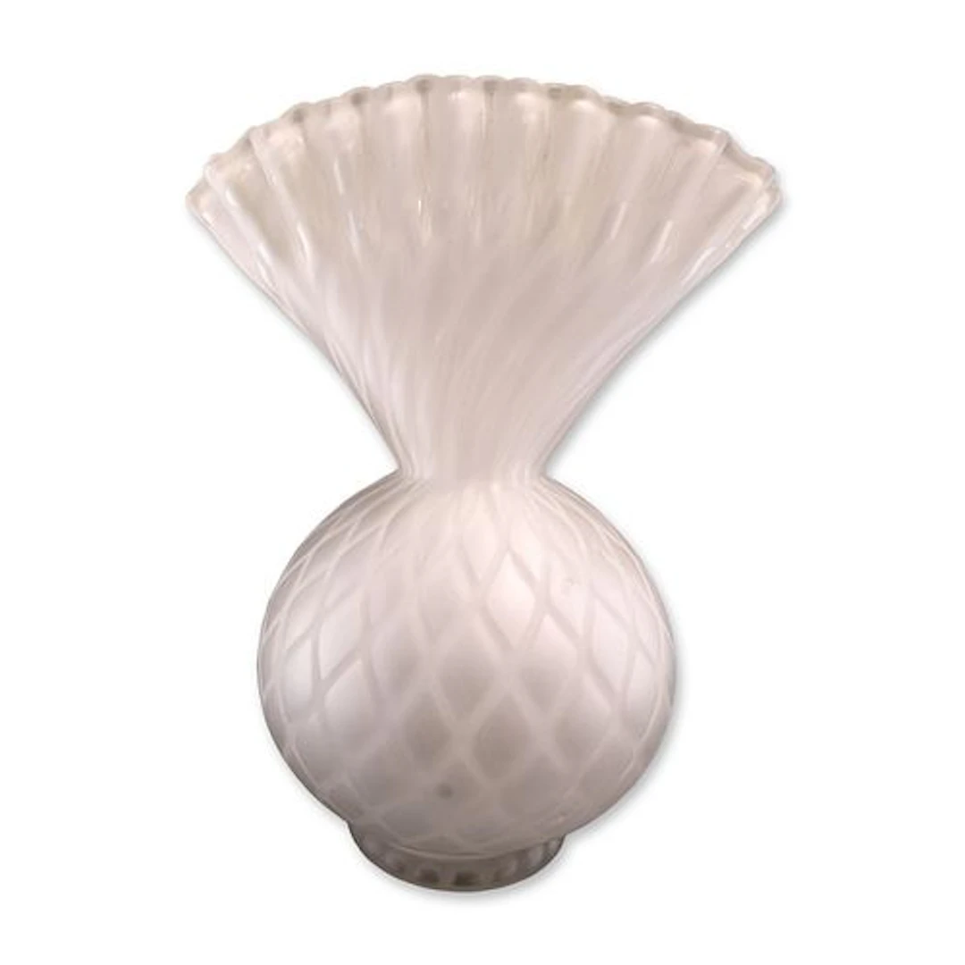 Victorian Frosted Opalescent Milk Glass Quilted White Diamond Satin