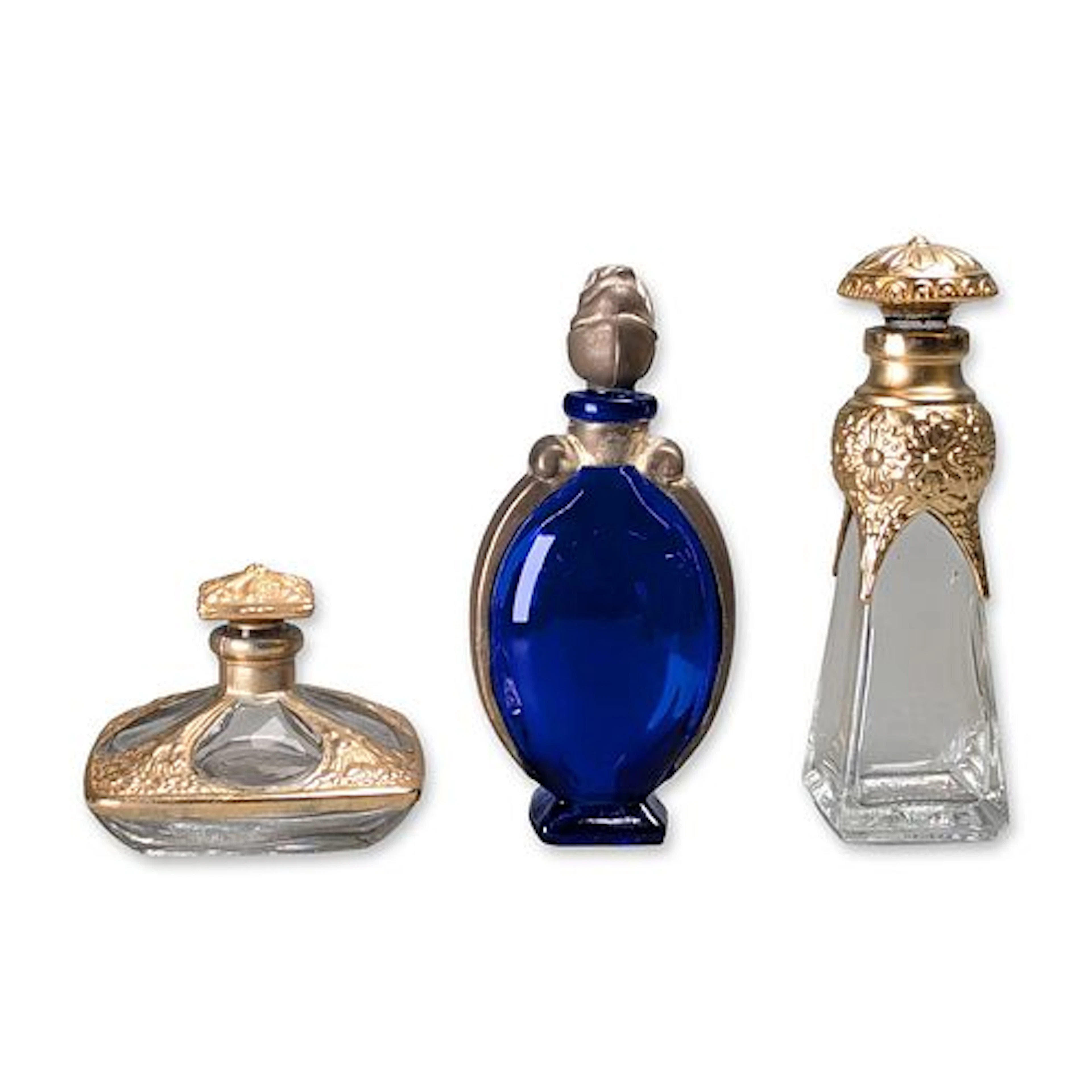 3pc Silvestri Handcrafted Decorative Glass Perfume Bottles
