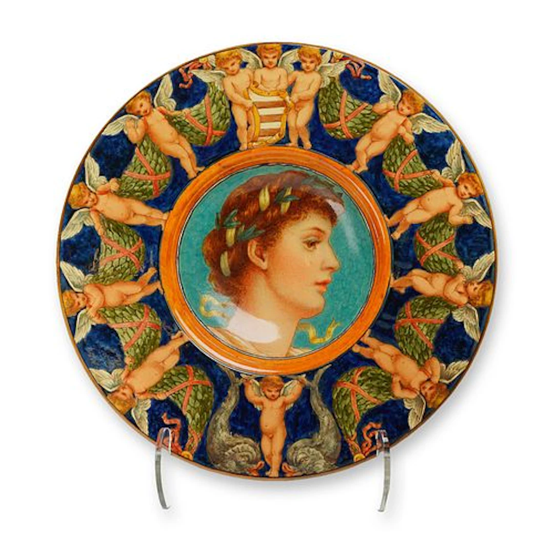 Minton by Ellen Welby (1851-1936) Earthenware Aesthetic Movement Portrait Bowl
