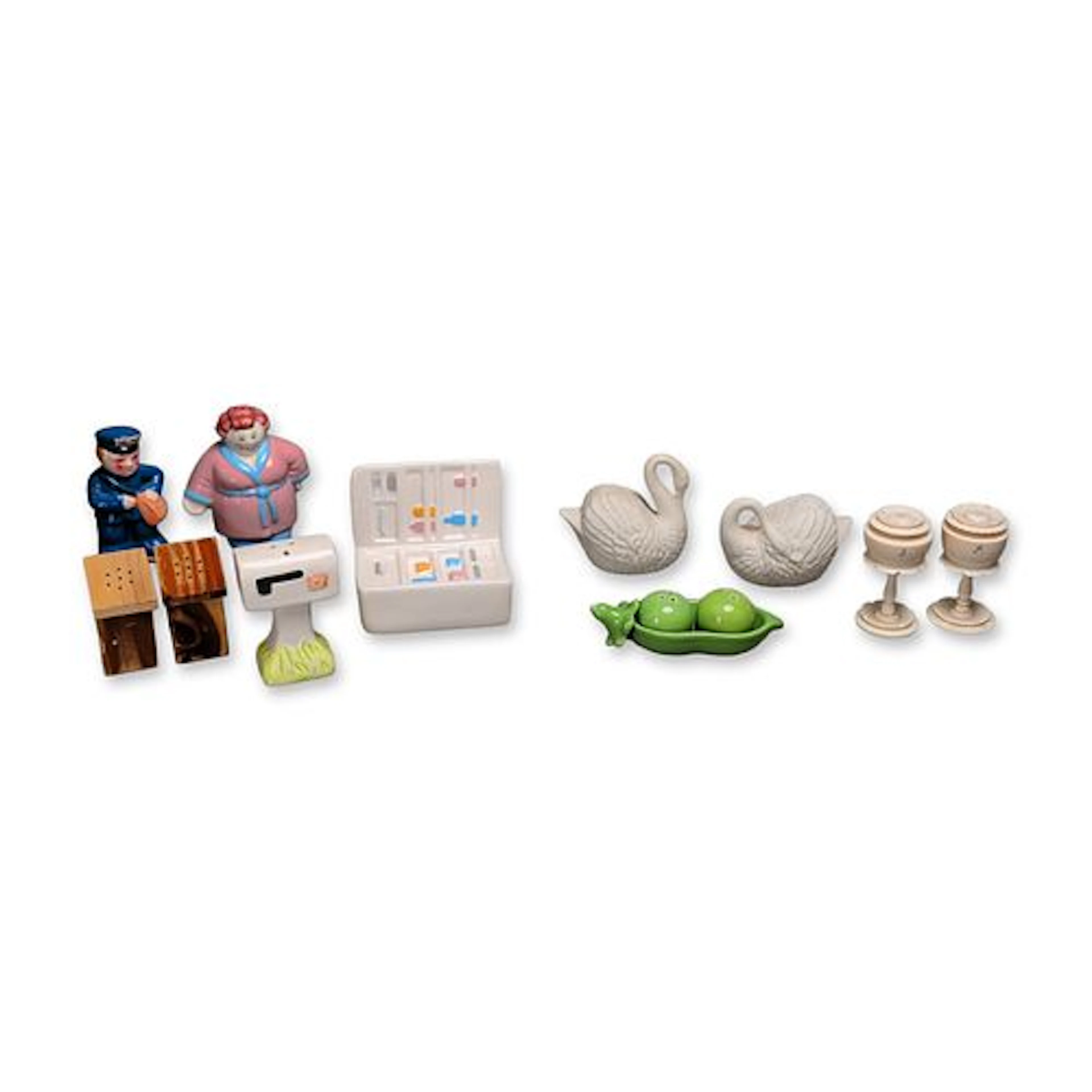 6 Pairs of Novelty Ceramic Salt and Pepper Shakers