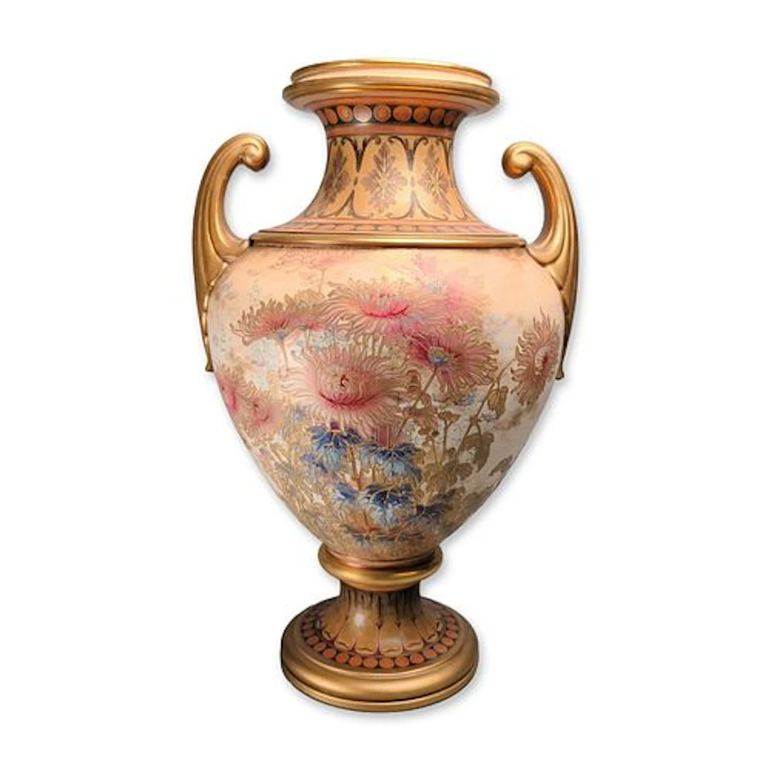 Doulton Burslem Large Blush Ivory Porcelain Pedestal Urn