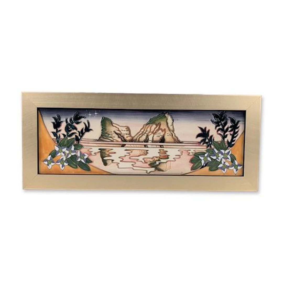 Moorcroft Pottery by Vicky Lovatt Framed Tile, Farewell Beach