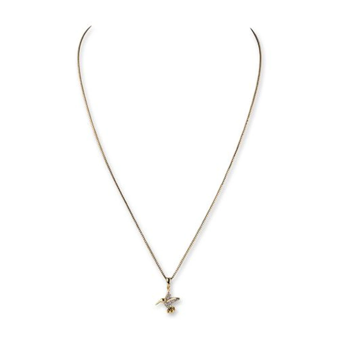 Gold Vermeil Sterling Silver Hummingbird Pendant Necklace