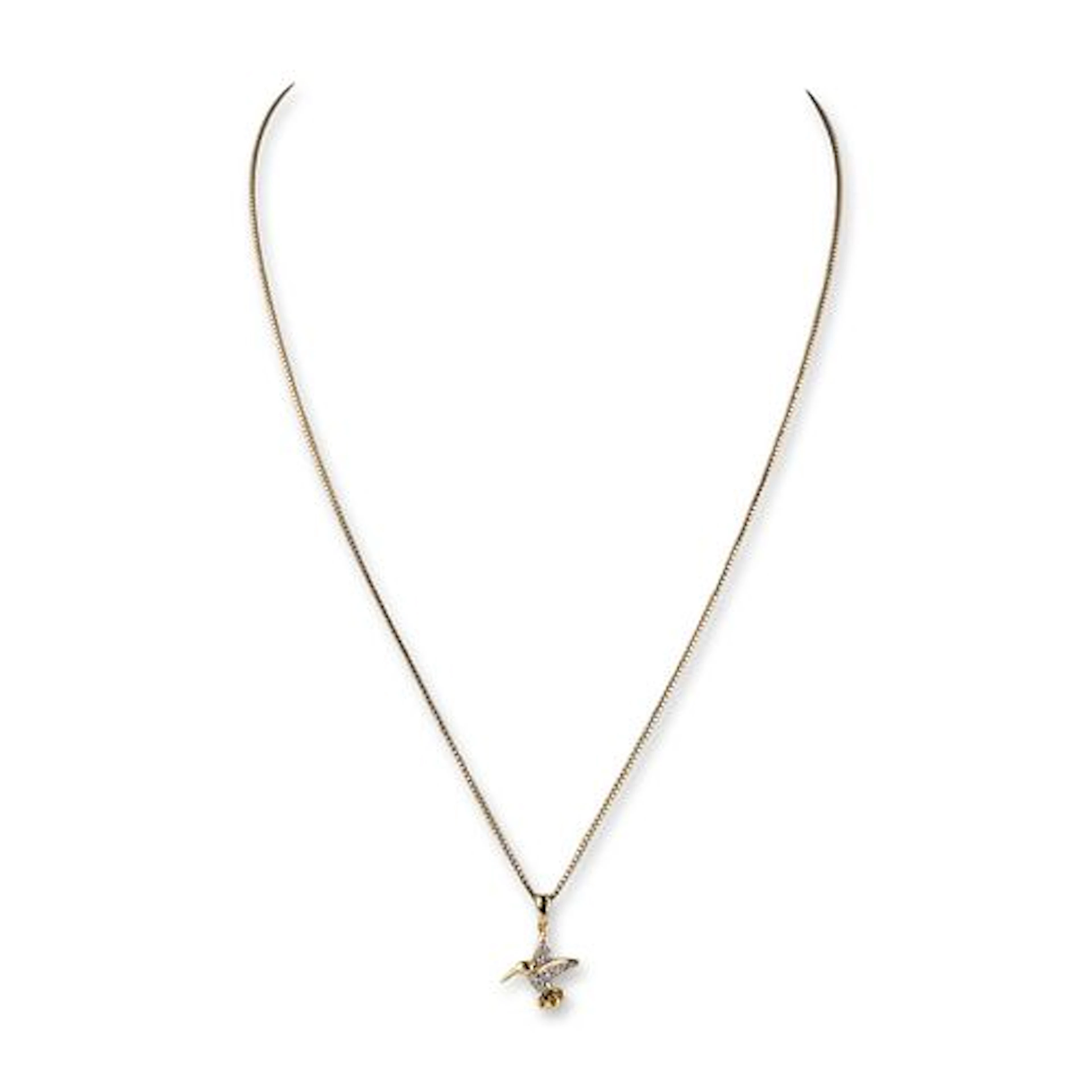 Gold Vermeil Sterling Silver Hummingbird Pendant Necklace