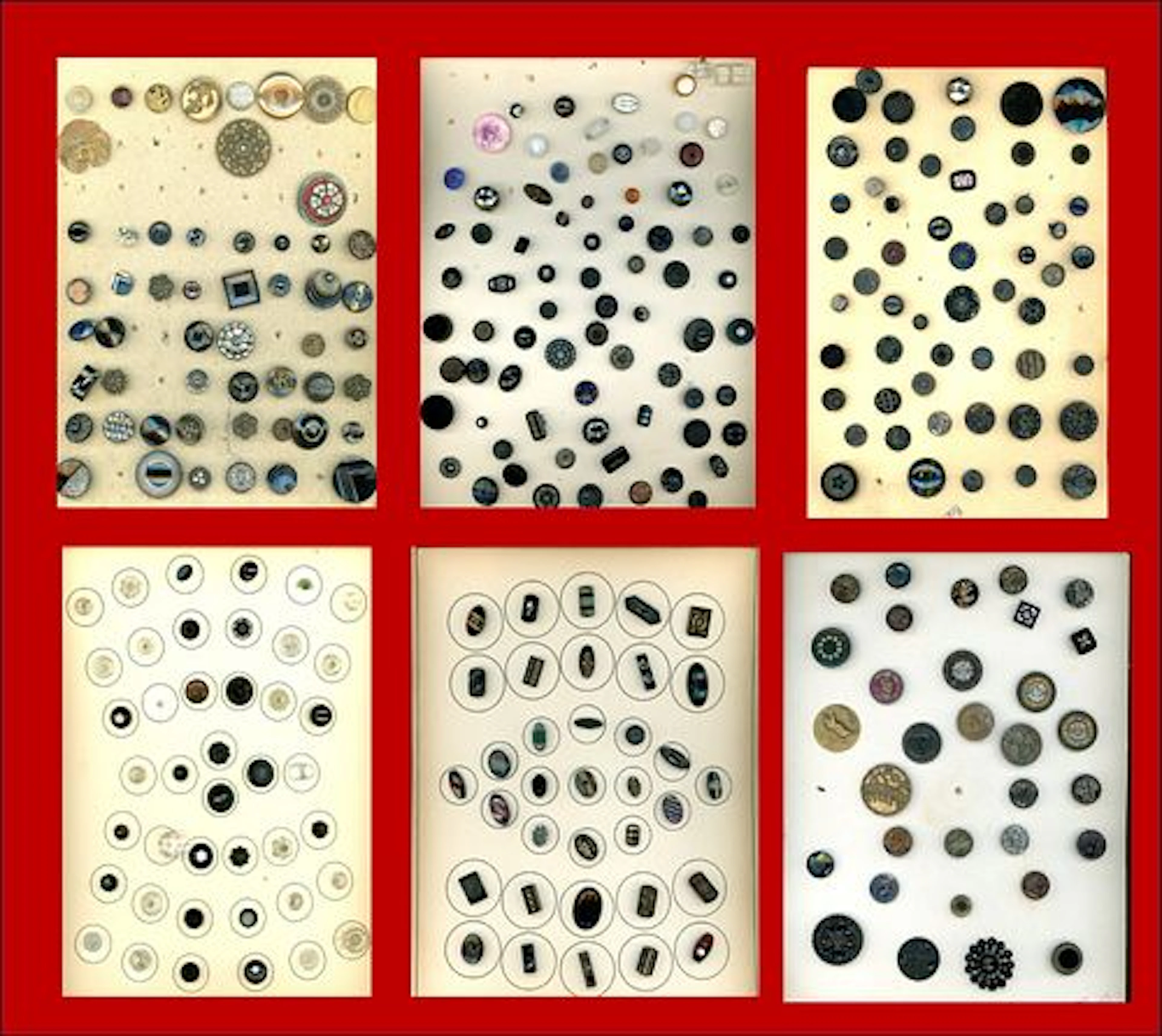 6 CARDS OF DIVISION 1 & 3 ASSORTED GLASS BUTTONS