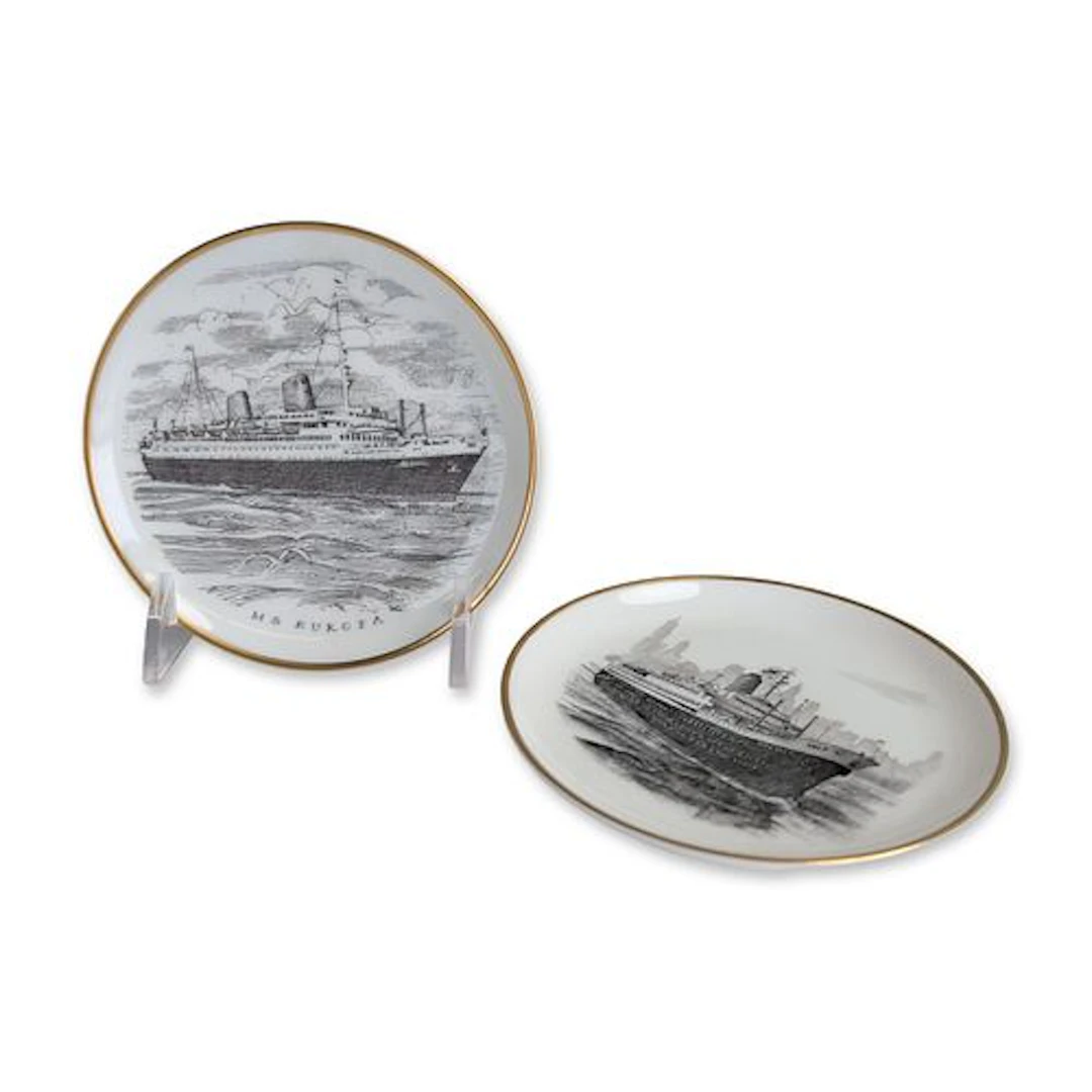 2pc Rosenthal German Porcelain Ocean Liner Trinket Dishes