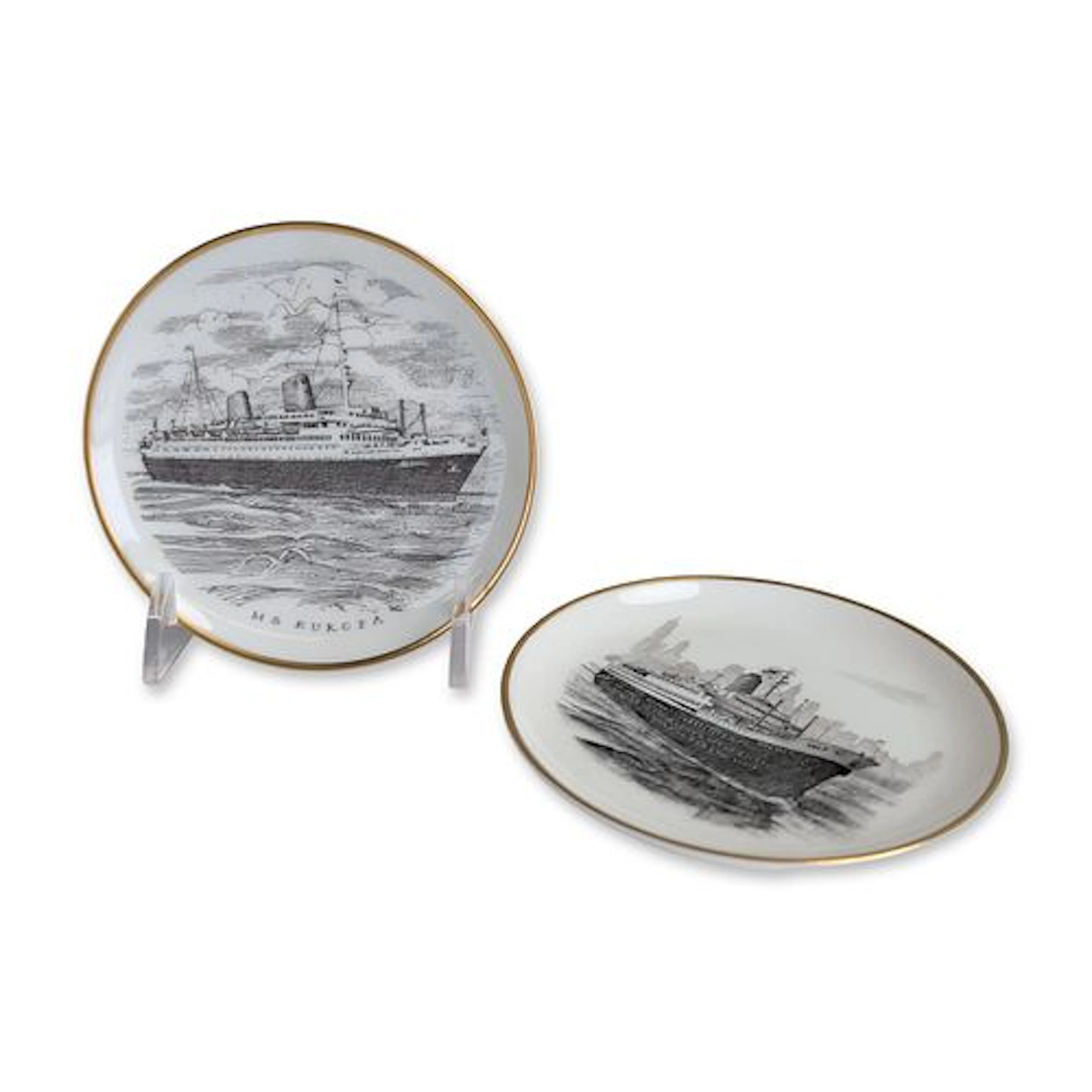 2pc Rosenthal German Porcelain Ocean Liner Trinket Dishes