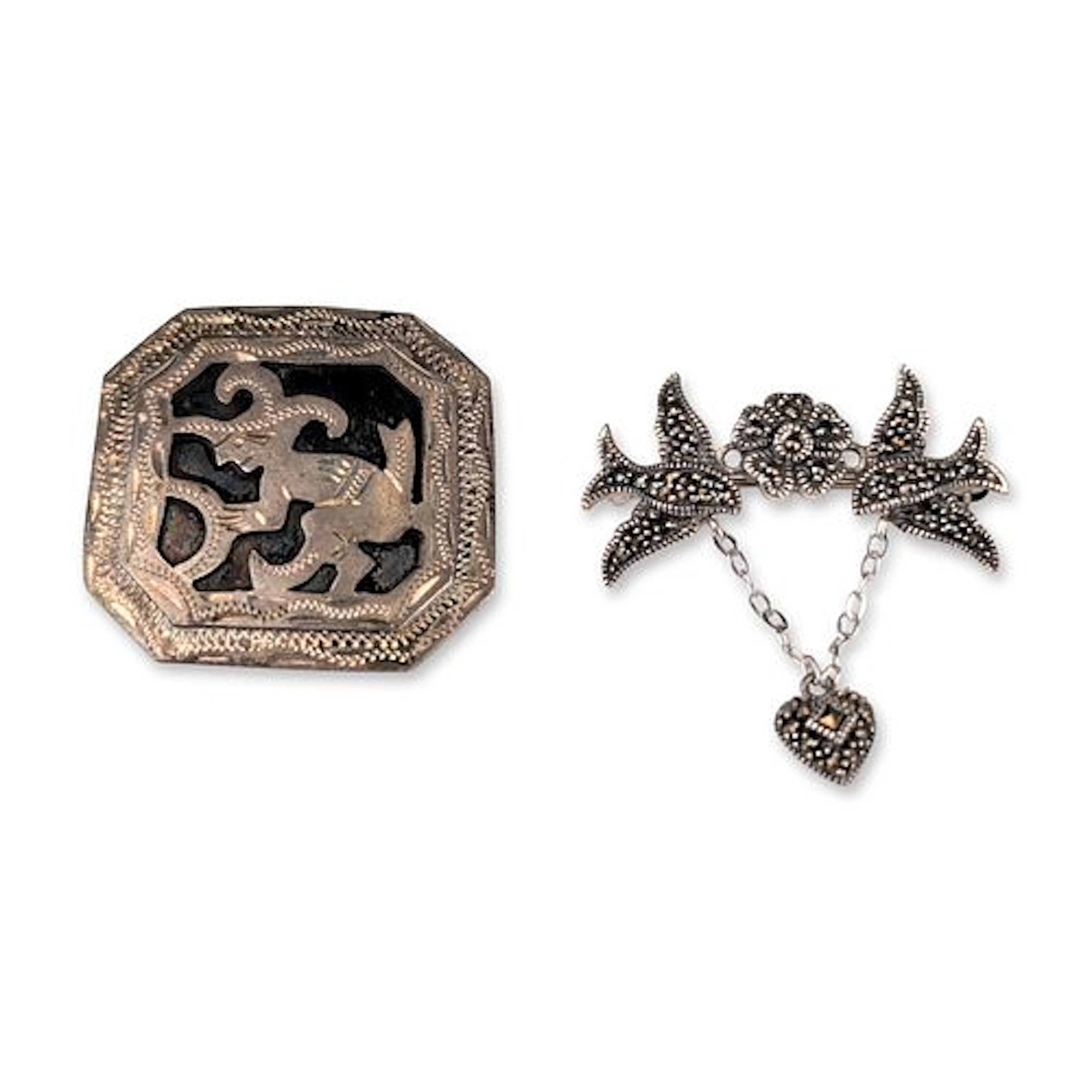 2pc 900 Silver Brooches including Judith Jack