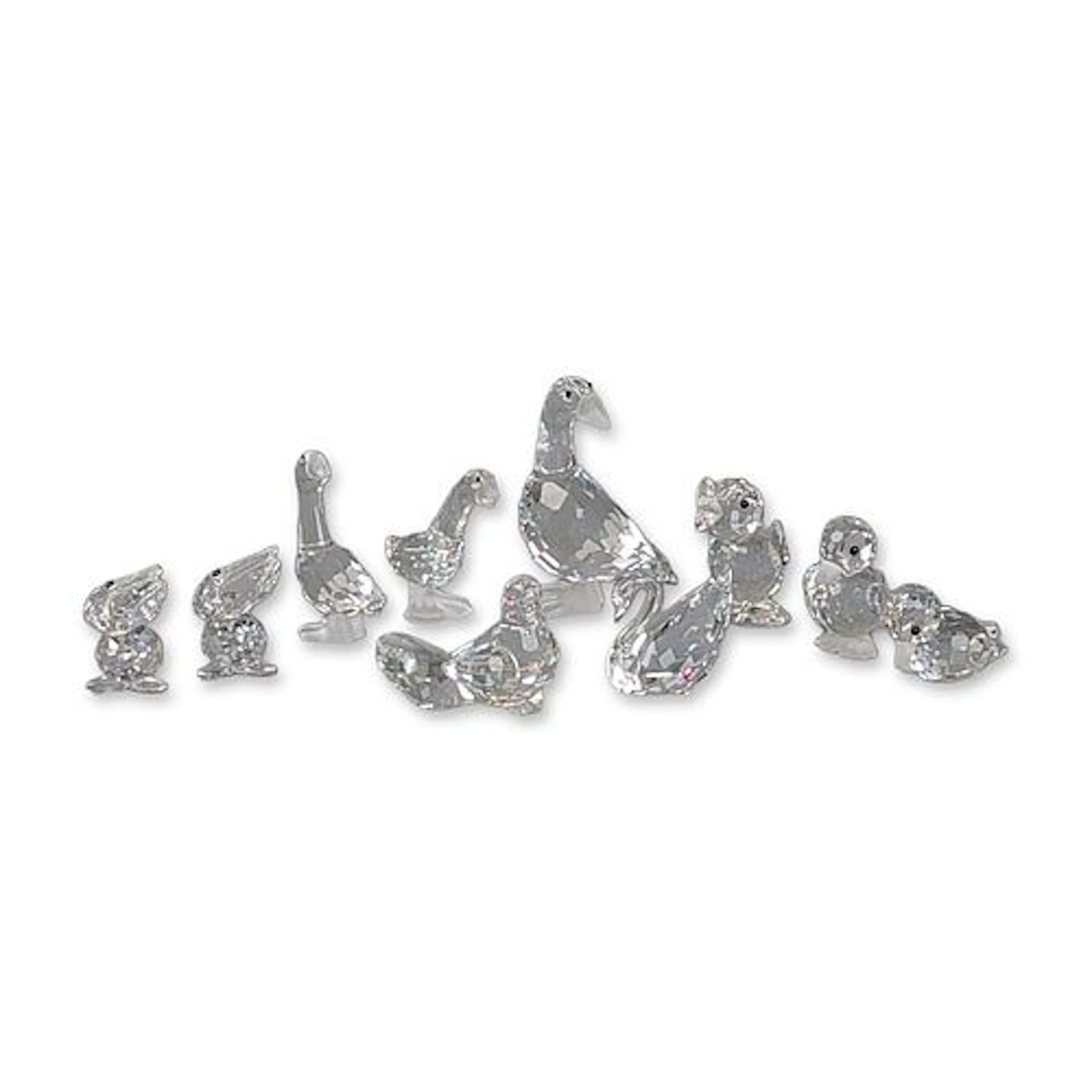 10pc Swarovski Silver Crystal Waterfowl Figurine Collection
