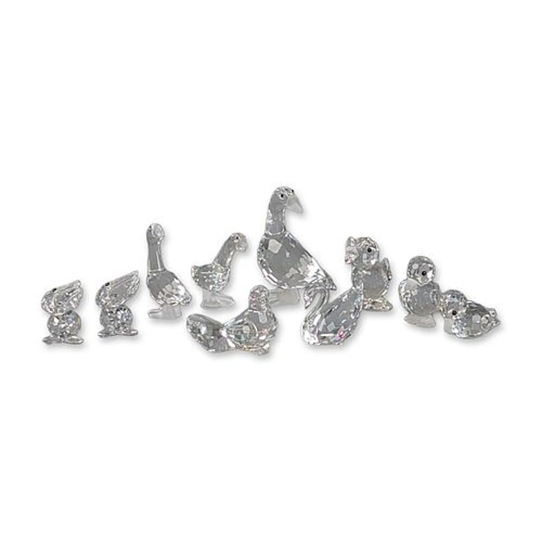 10pc Swarovski Silver Crystal Waterfowl Figurine Collection