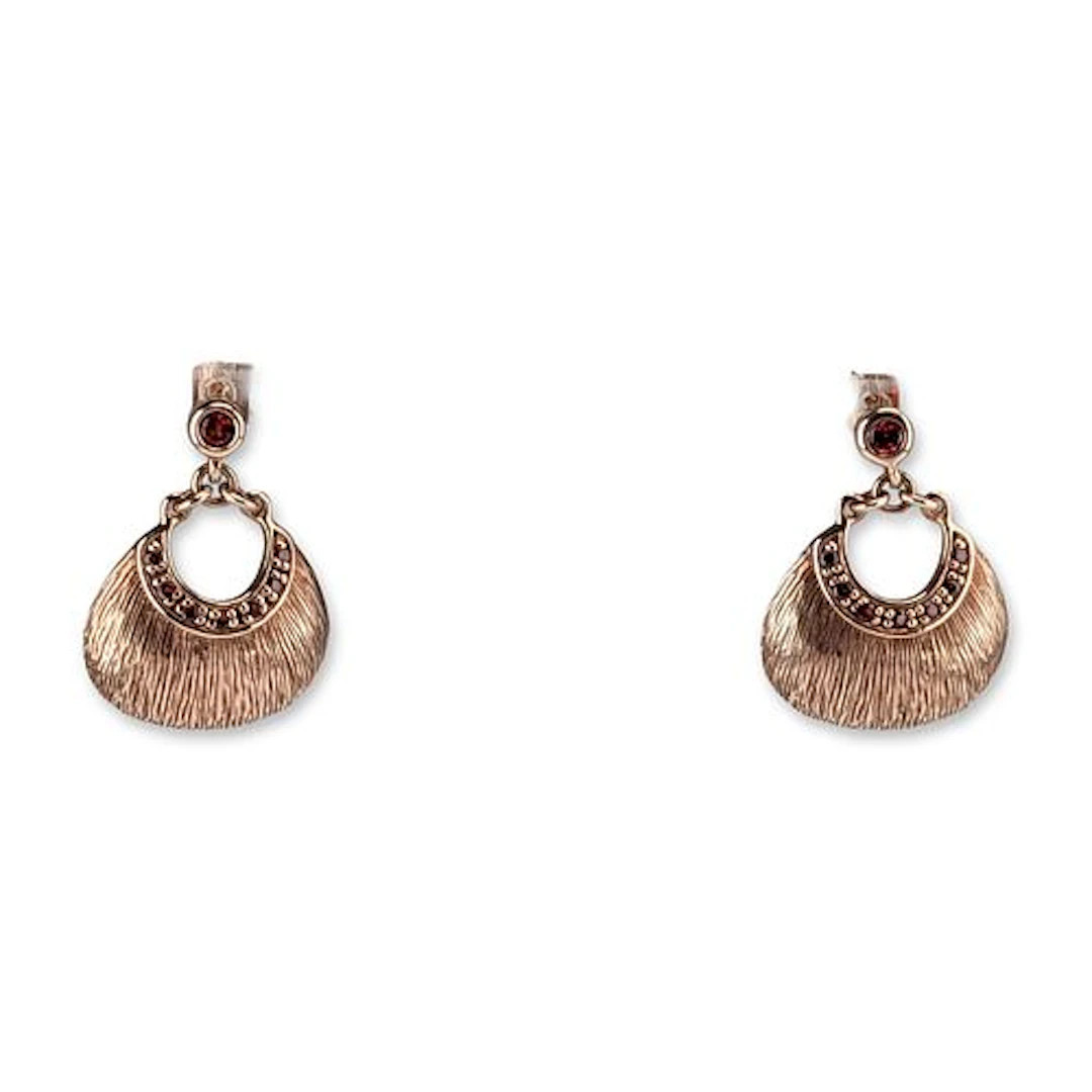 Pair of Rose Gold-Toned Sterling Silver Fan Drop Earrings