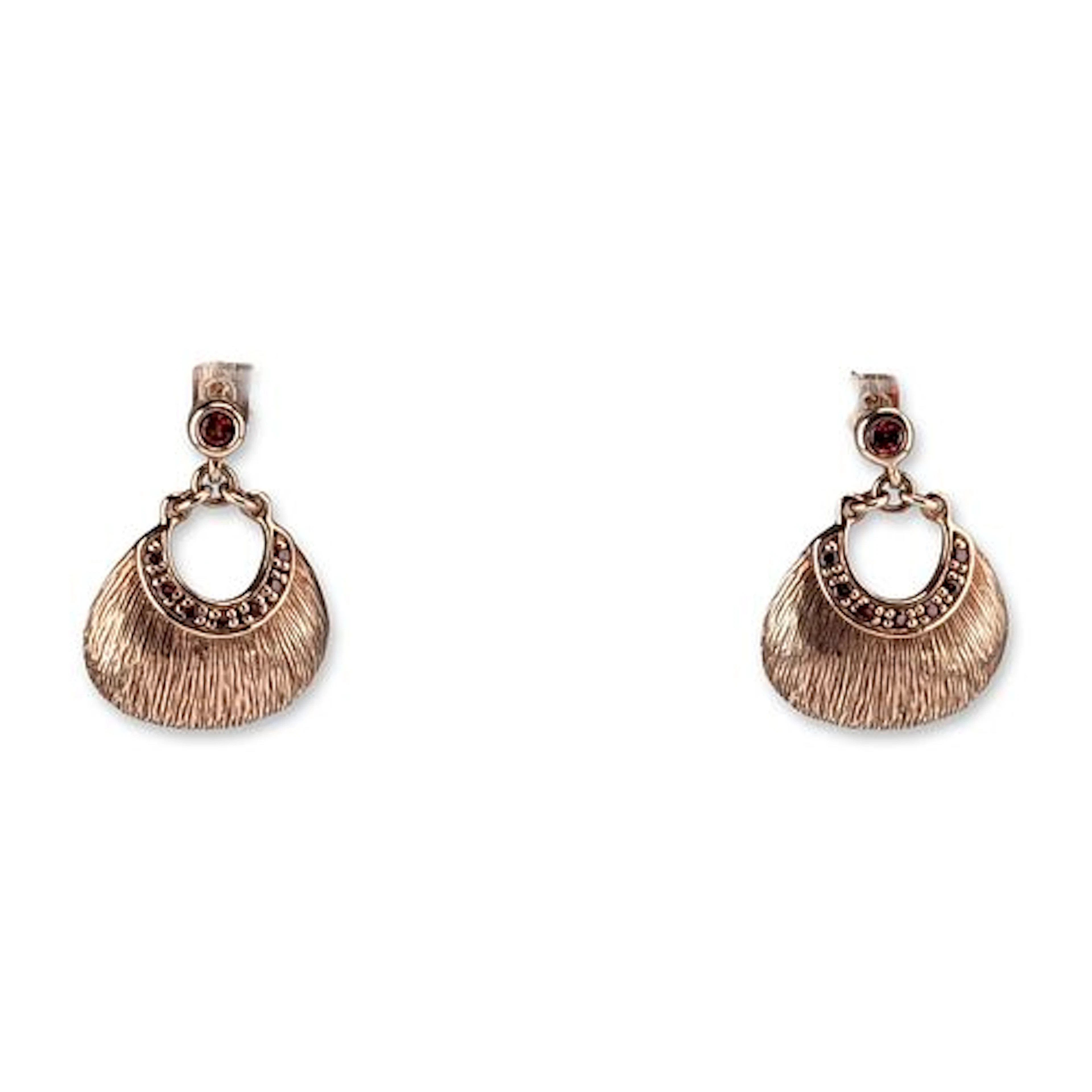 Pair of Rose Gold-Toned Sterling Silver Fan Drop Earrings