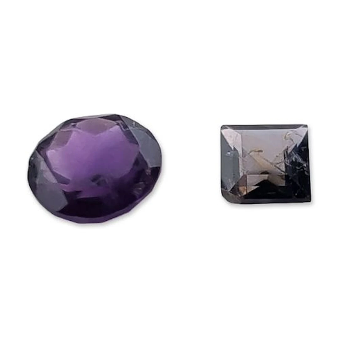 2pc Loose Faceted Amethyst and Iolite Type Gemstones