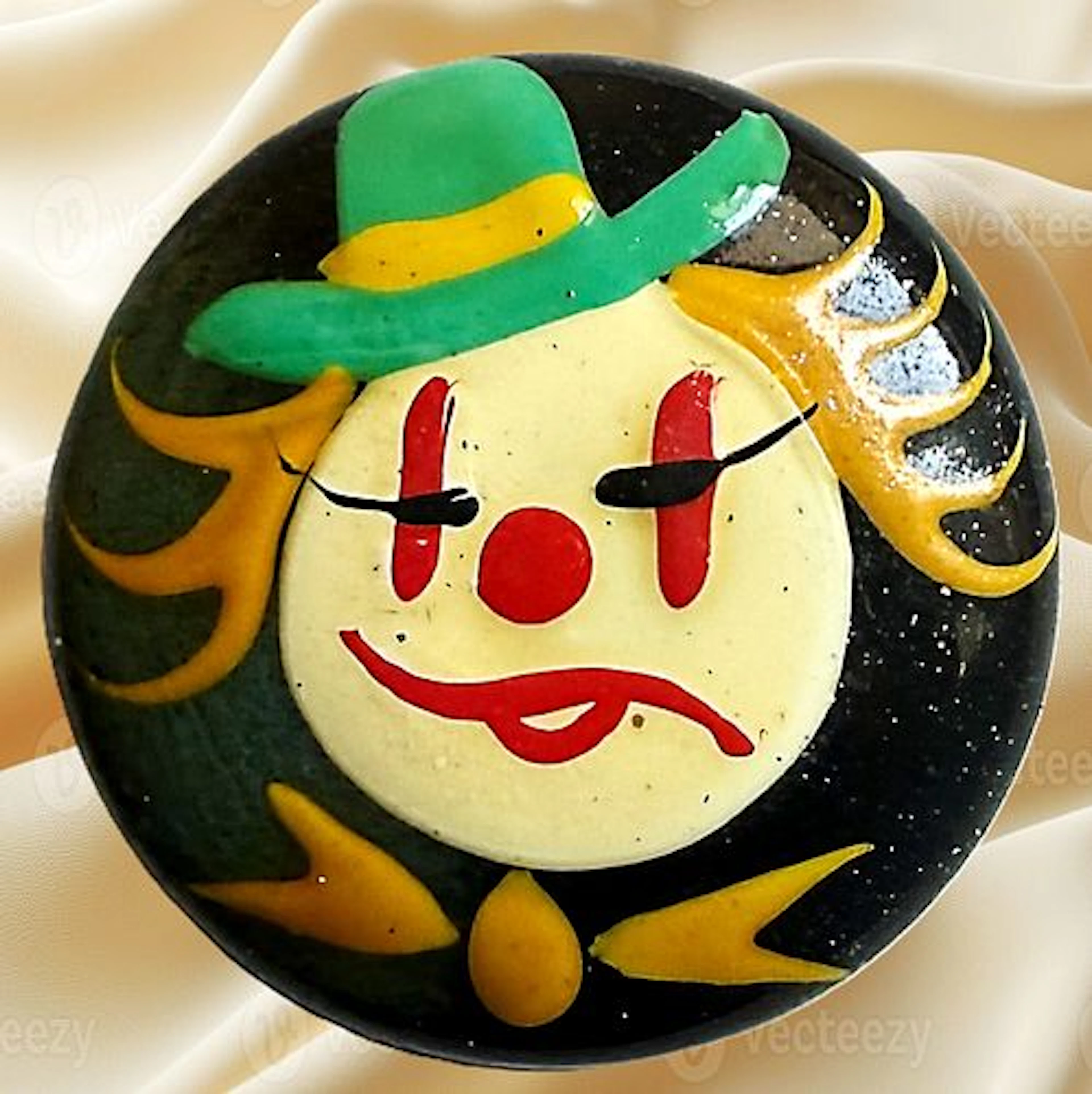 A DIVISION THREE HAND PAINTED CASEIN PICTORIAL BUTTON
