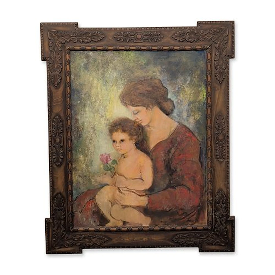 Nadine Hoskins (American 1912-2010) Oil on Canvas, Mother and Child, Signed