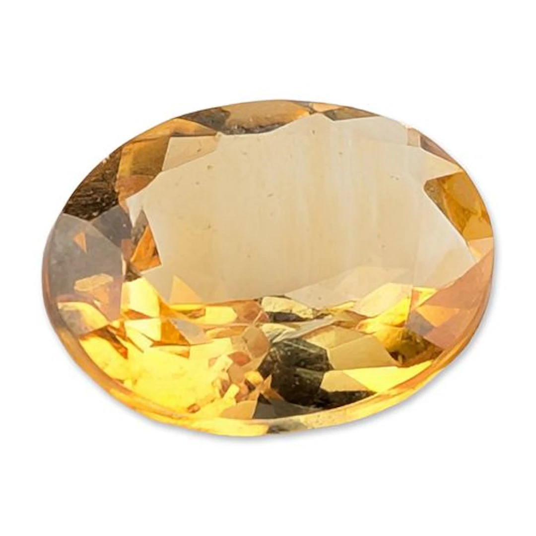 Loose Oval Faceted Yellow Citrine Gemstone