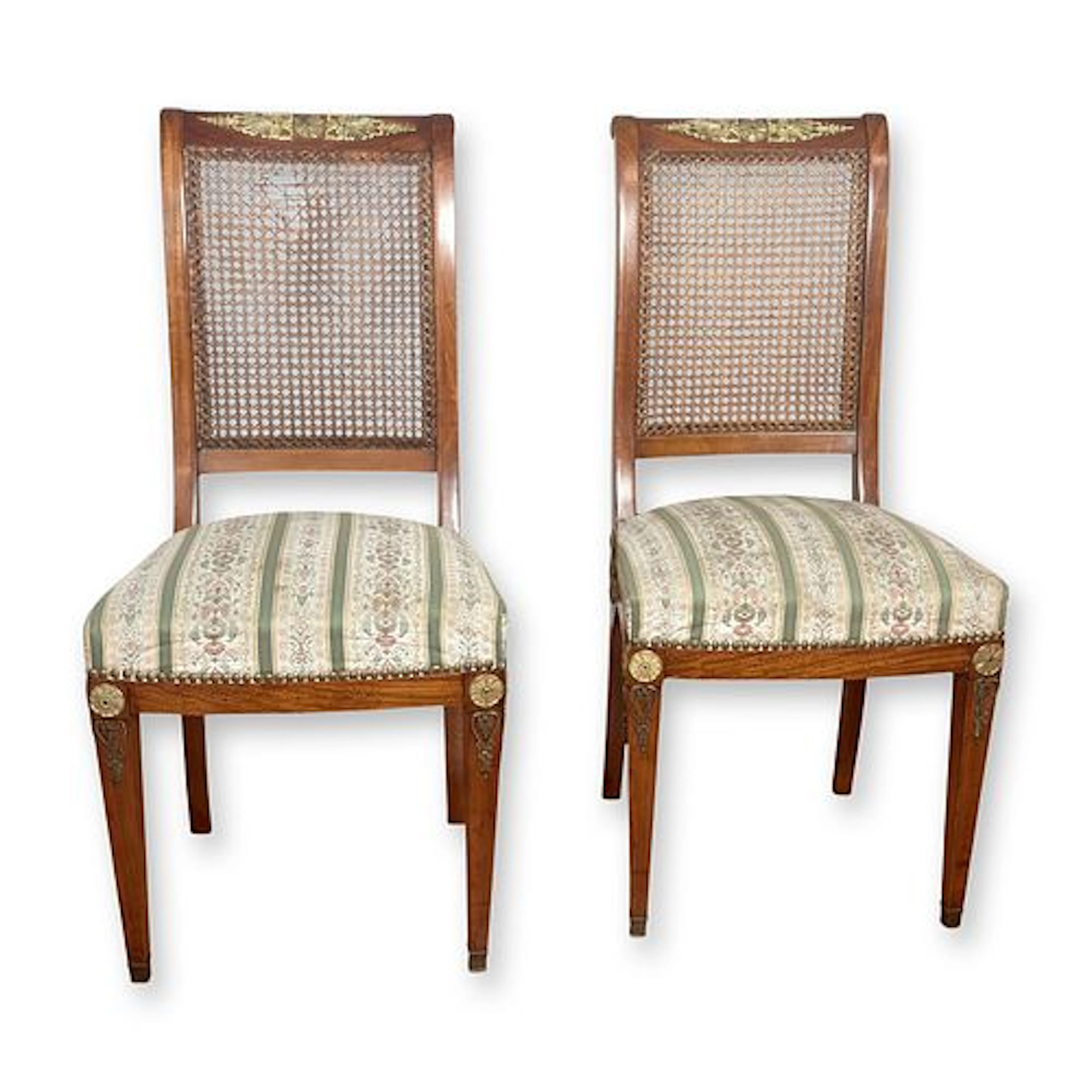 Pair of French Empire Style Side Chairs, Late 19th Century