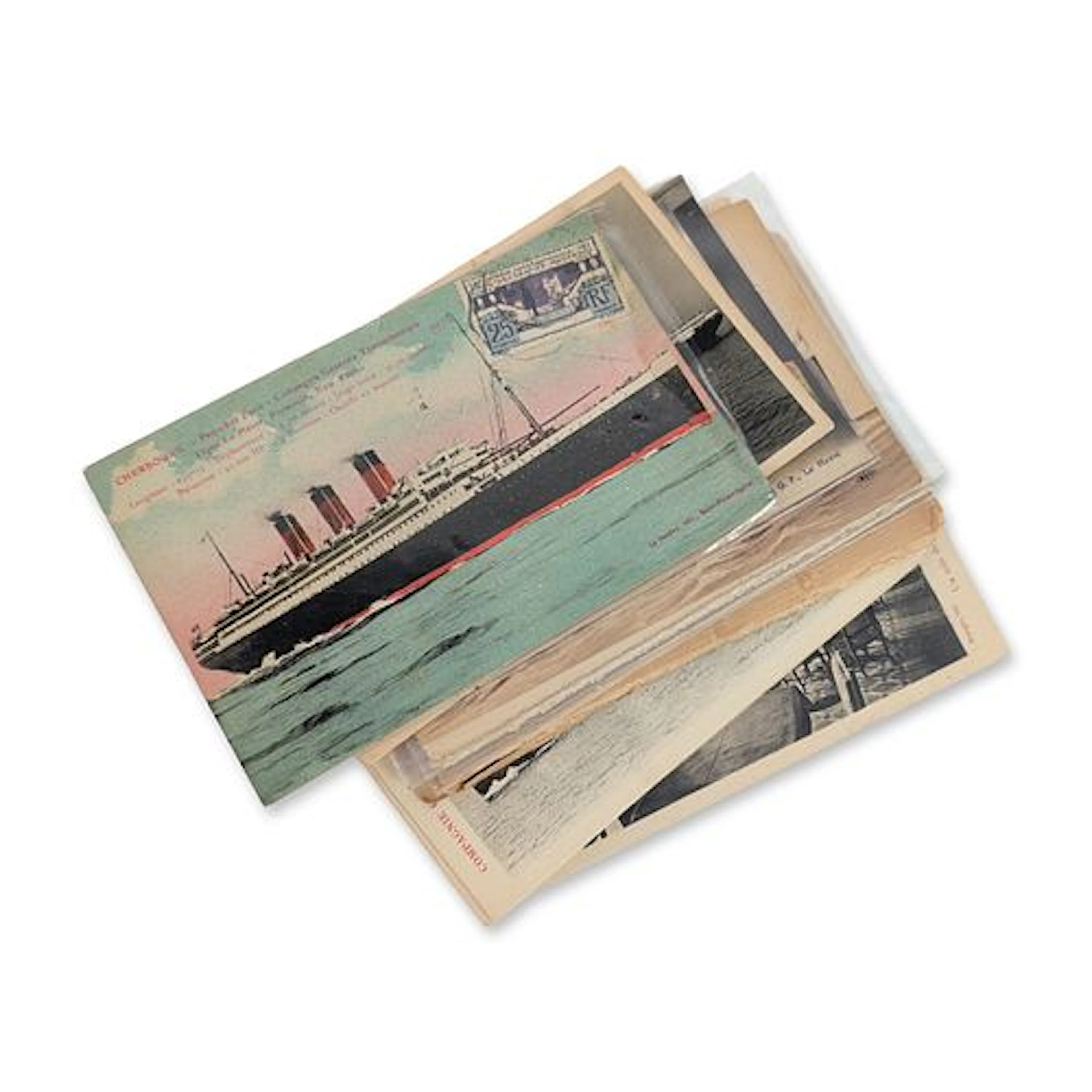 20pc French Line Maritime Ephemera Collection and Paquebot France