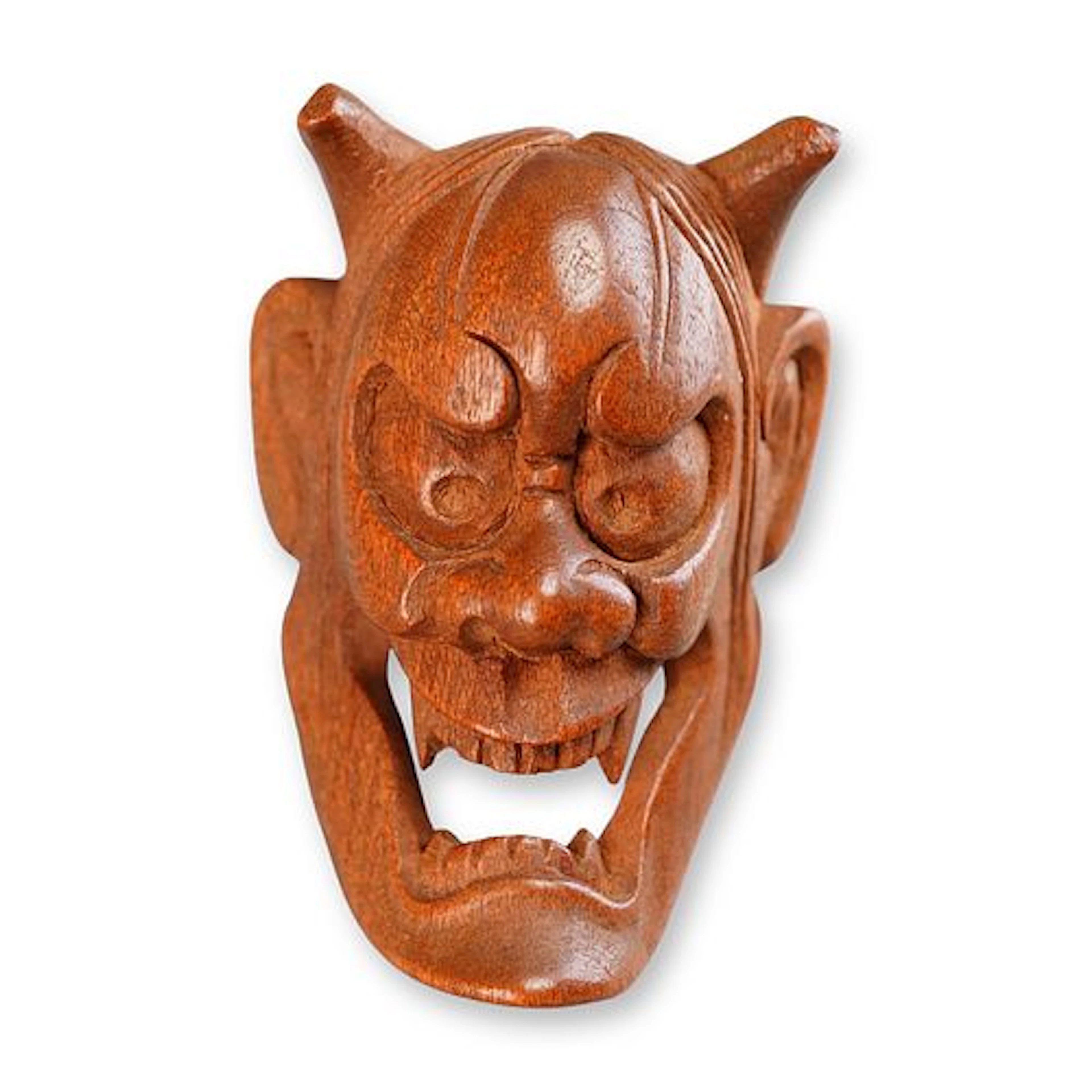 Boxwood Netsuke Hannya Noh Mask Signed