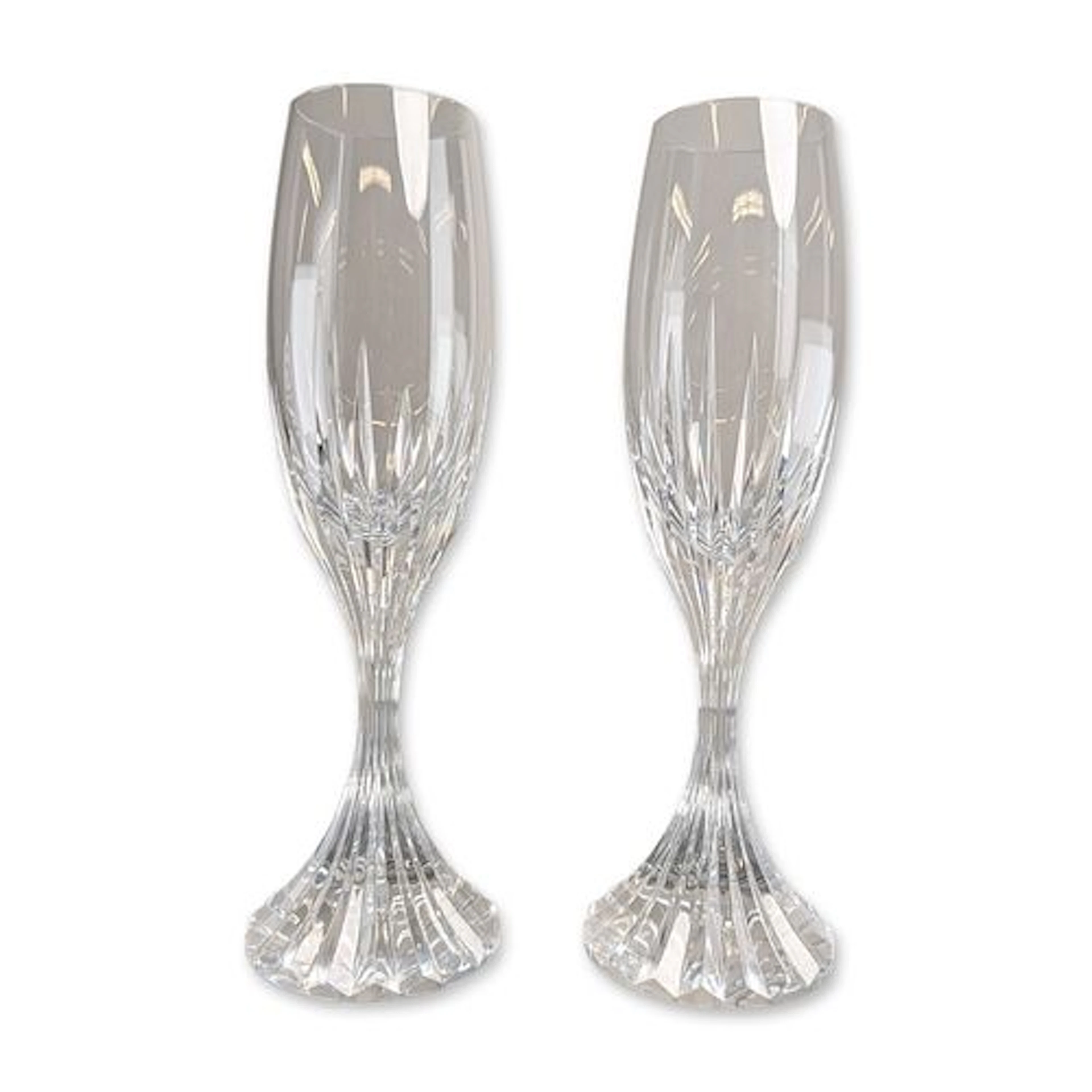 Pair of Baccarat France Massena Crystal Champagne Flutes
