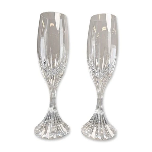 Pair of Baccarat France Massena Crystal Champagne Flutes