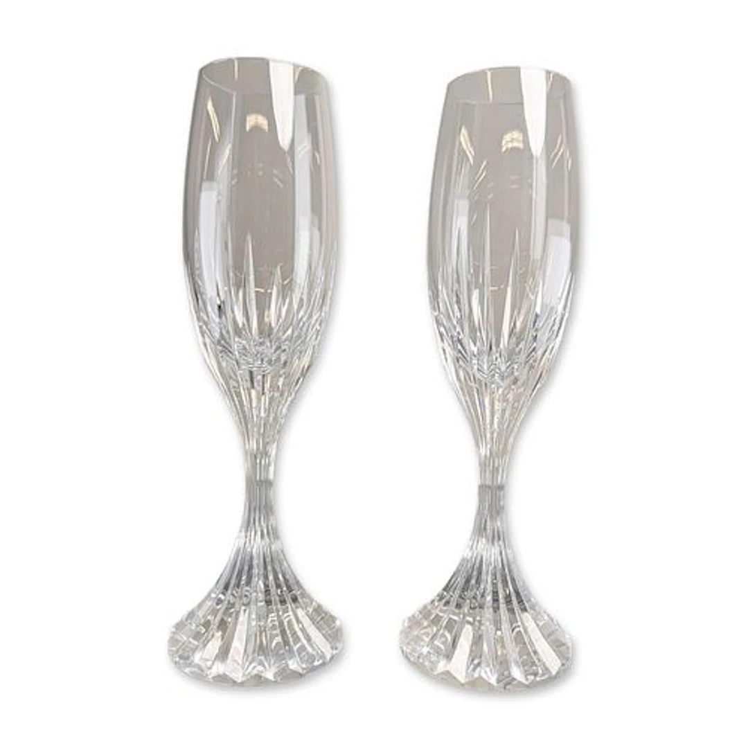 Pair of Baccarat France Massena Crystal Champagne Flutes