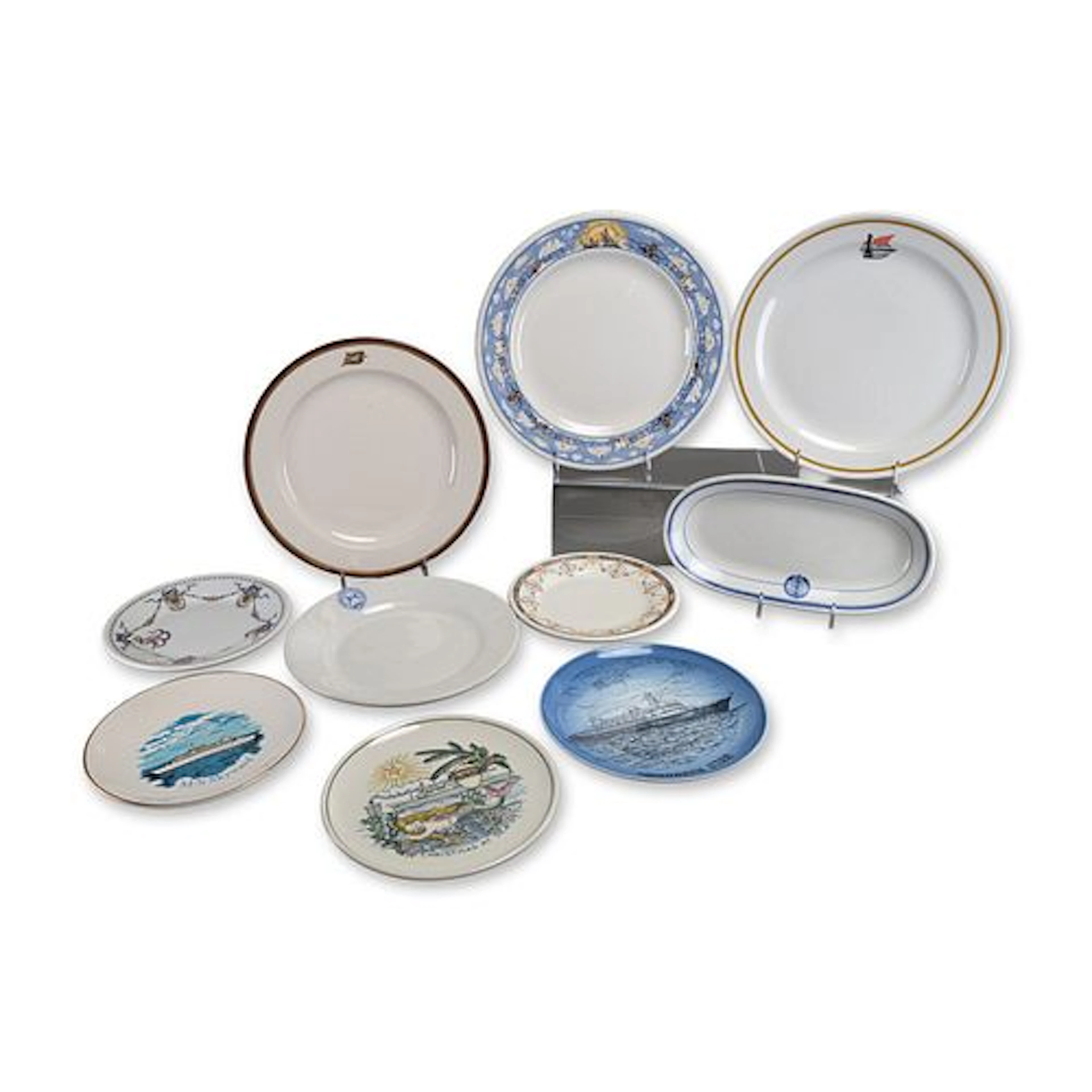 10pc Steamship and Cruise Line Commemorative Ceramic Dishes