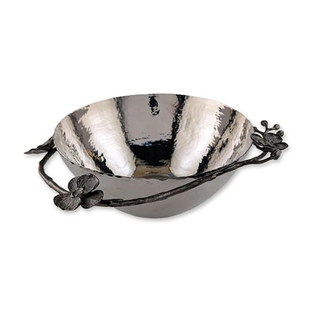 Michael Aram White Orchid Hammered Stainless Steel Bowl