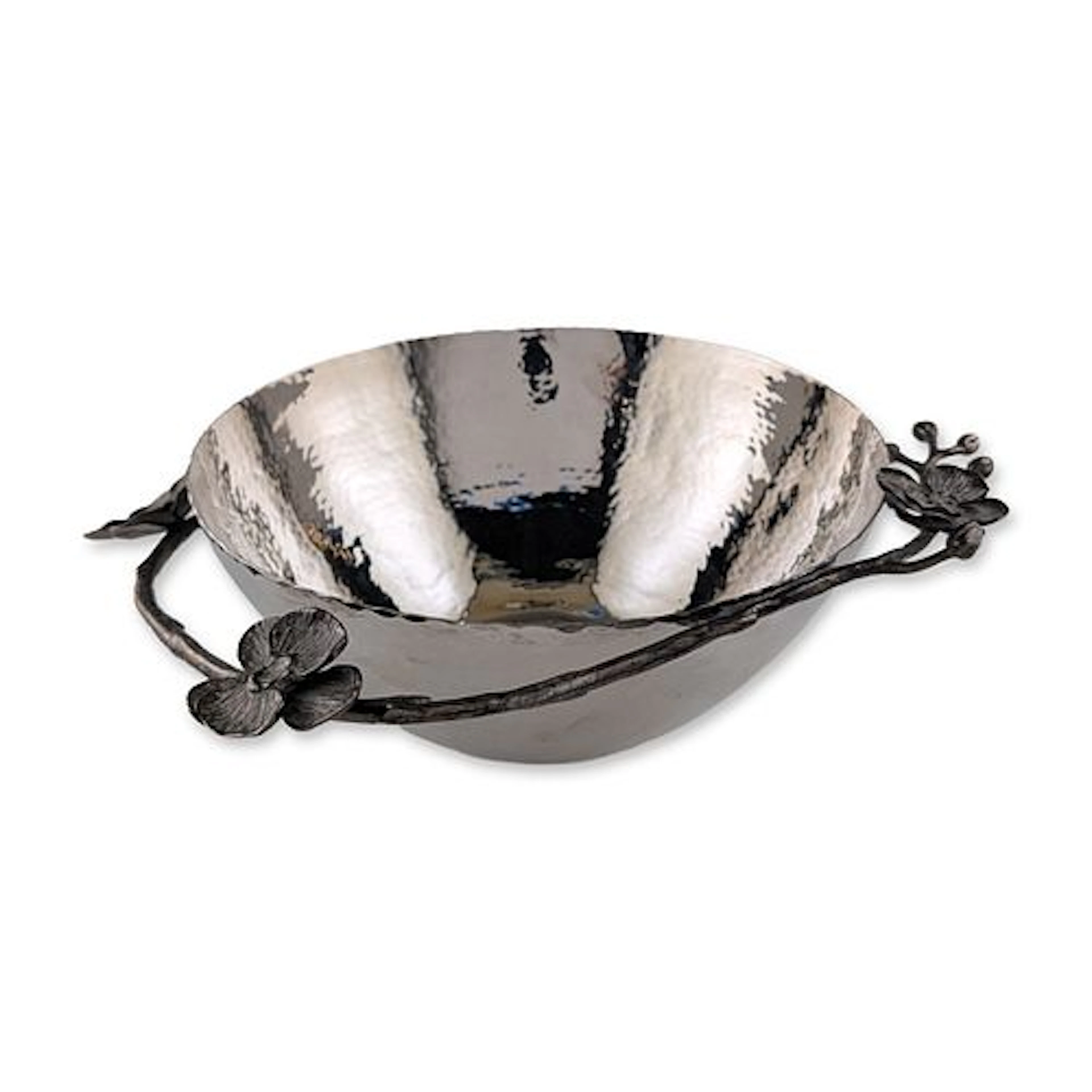 Michael Aram White Orchid Hammered Stainless Steel Bowl