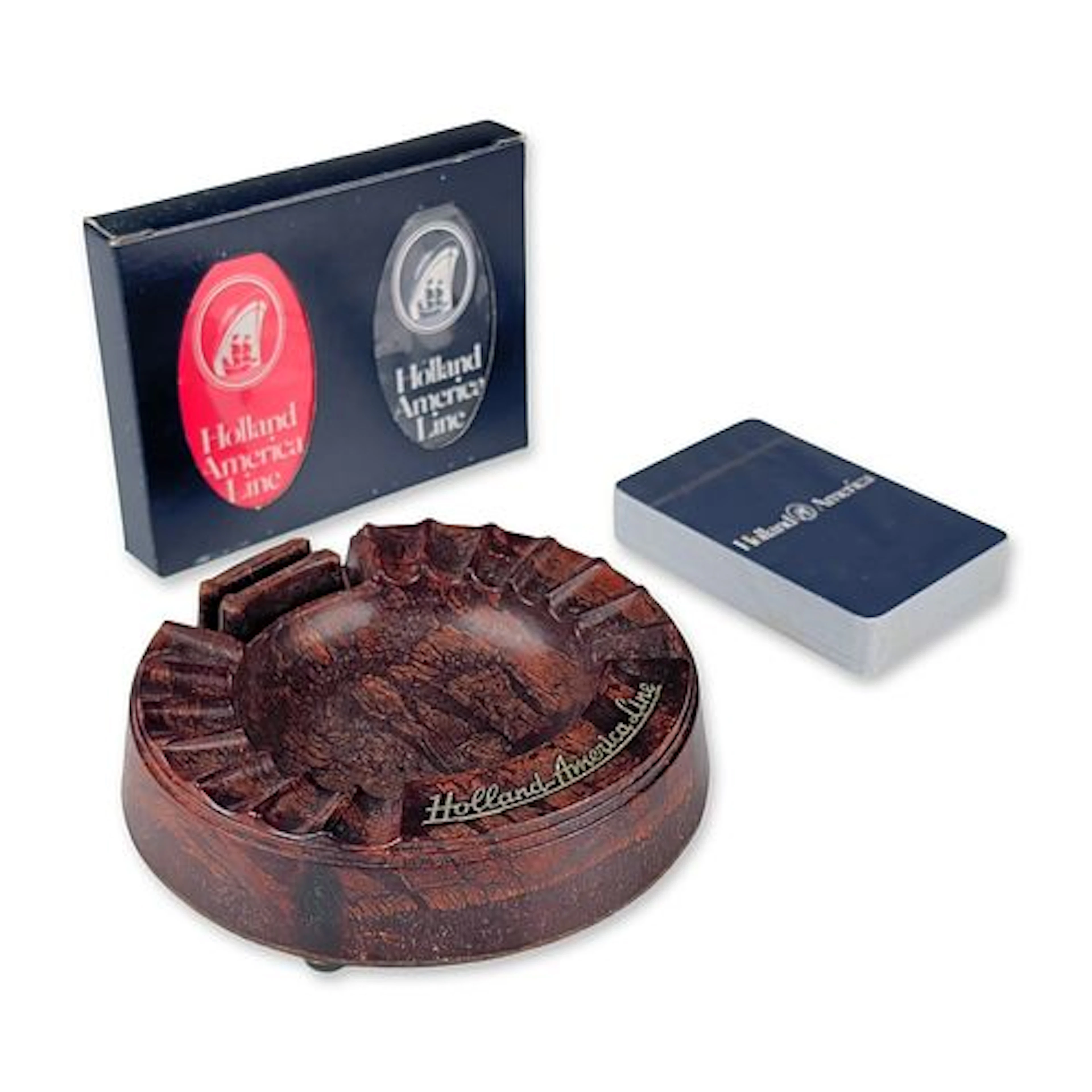 3pc Holland-America Line Promotional Ashtray and Playing Cards