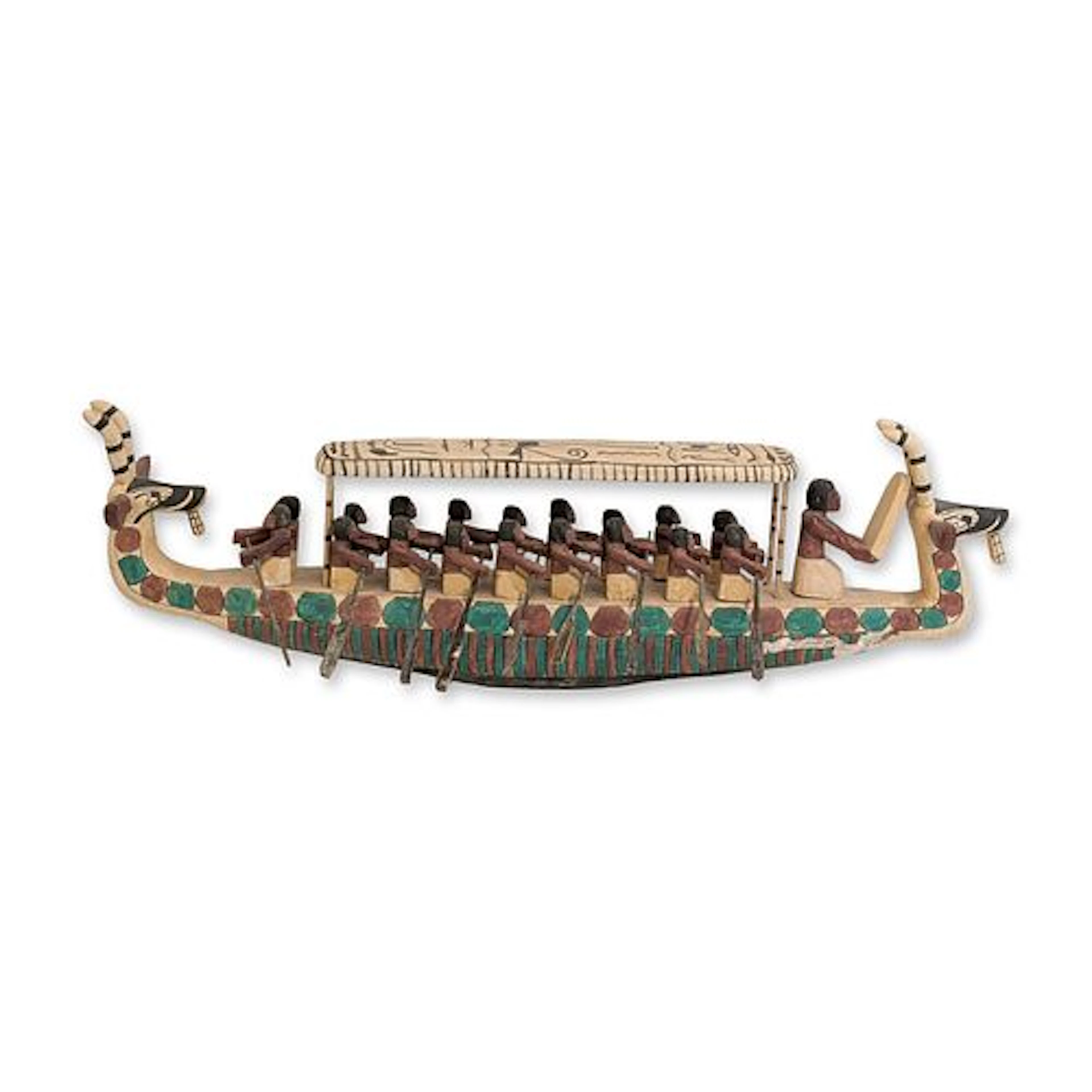 Large Egyptian Carved Wood Funerary Boat Sculpture