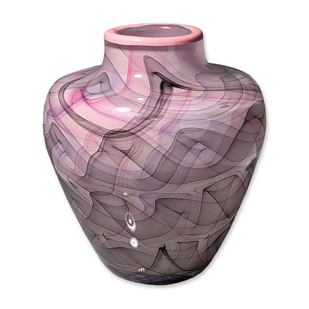 Tom Philabaum Studio Art Glass Veiled Vase, Signed