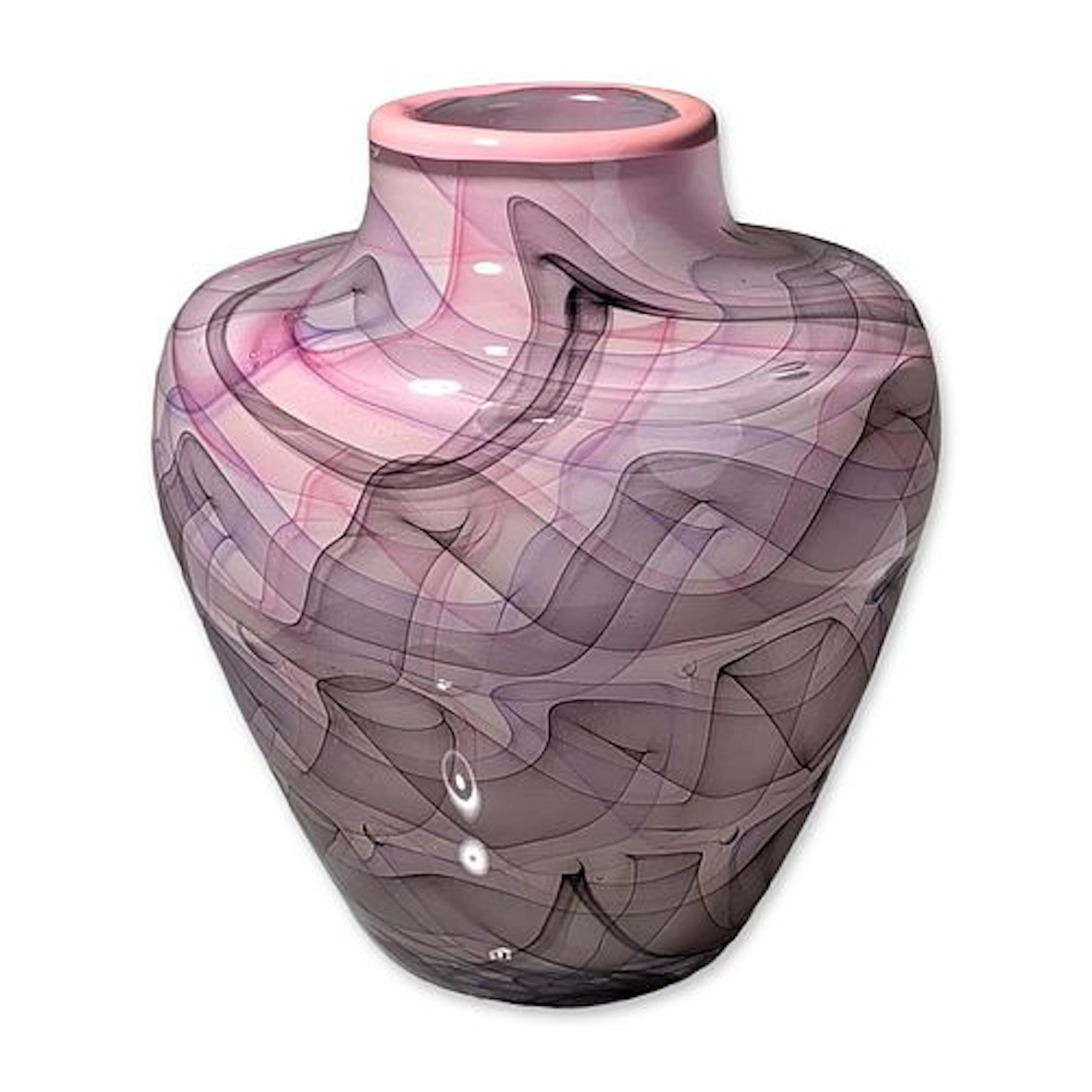Tom Philabaum Studio Art Glass Veiled Vase, Signed