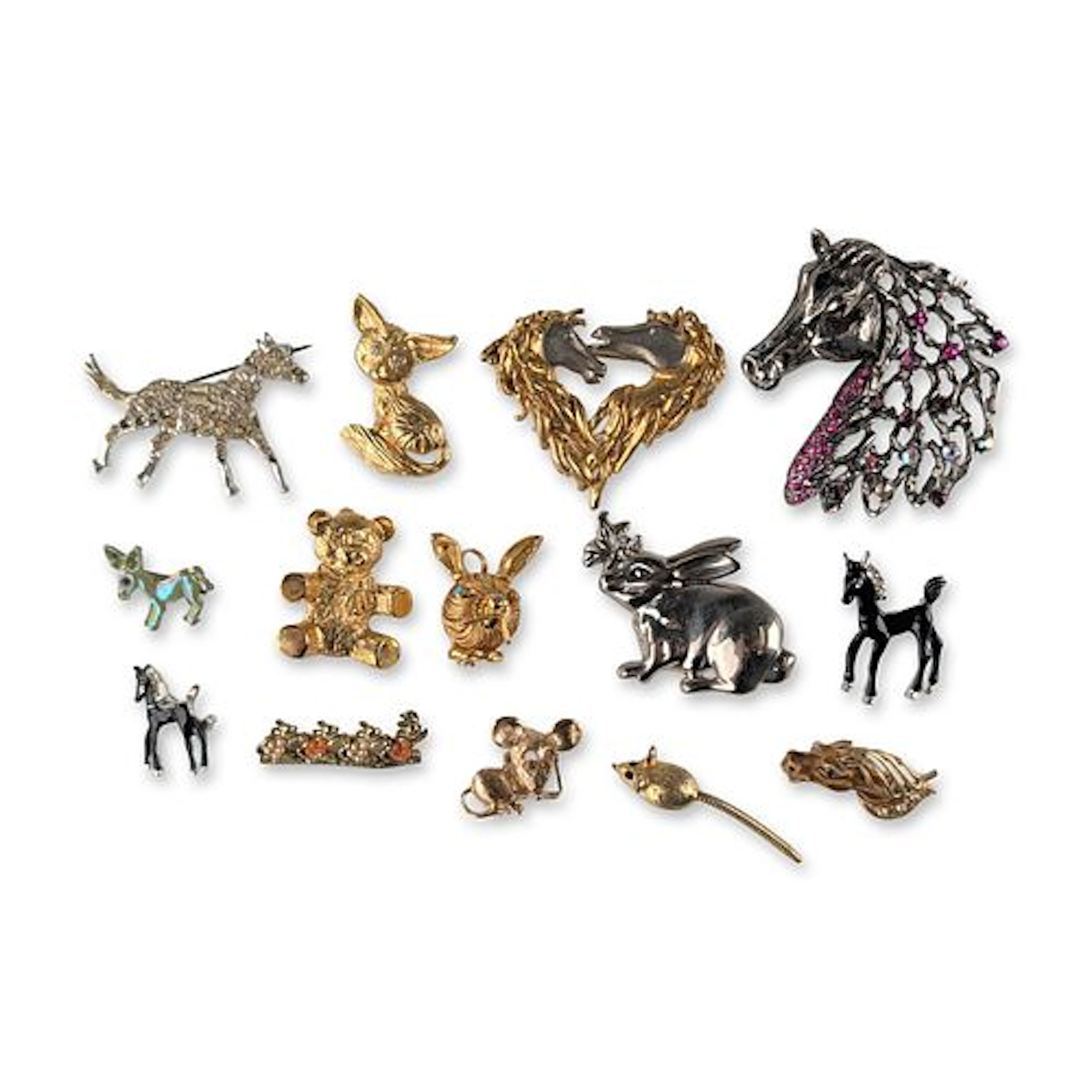 14pc Vintage Animal Themed Costume Brooch Pins