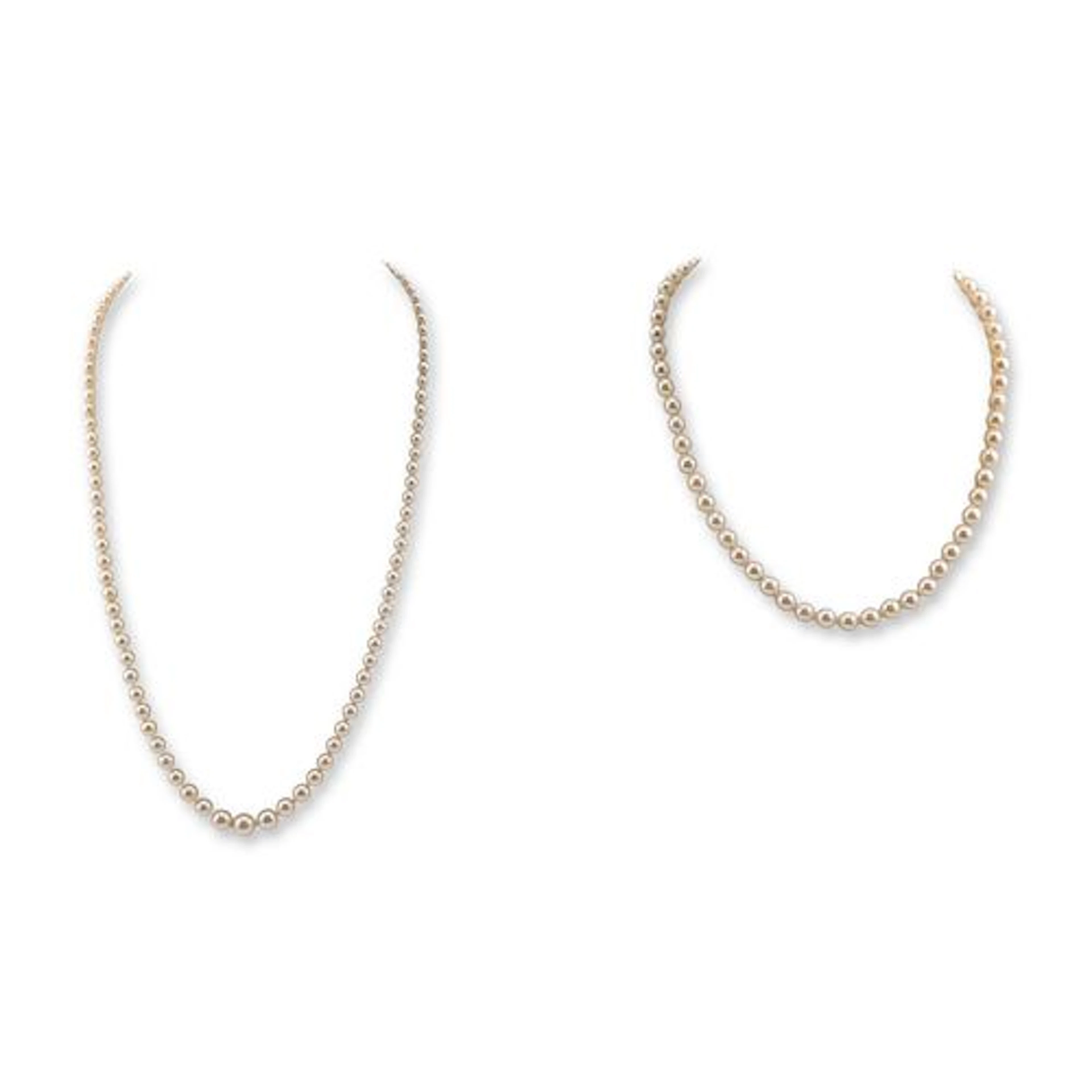 2pc Sterling Silver Magnet Clasp Cultured Pearl Necklaces