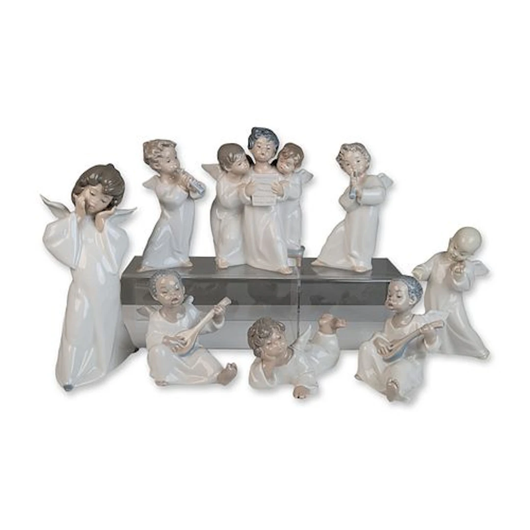 8pc Lladro Porcelain Musical Angel Figurines Collection