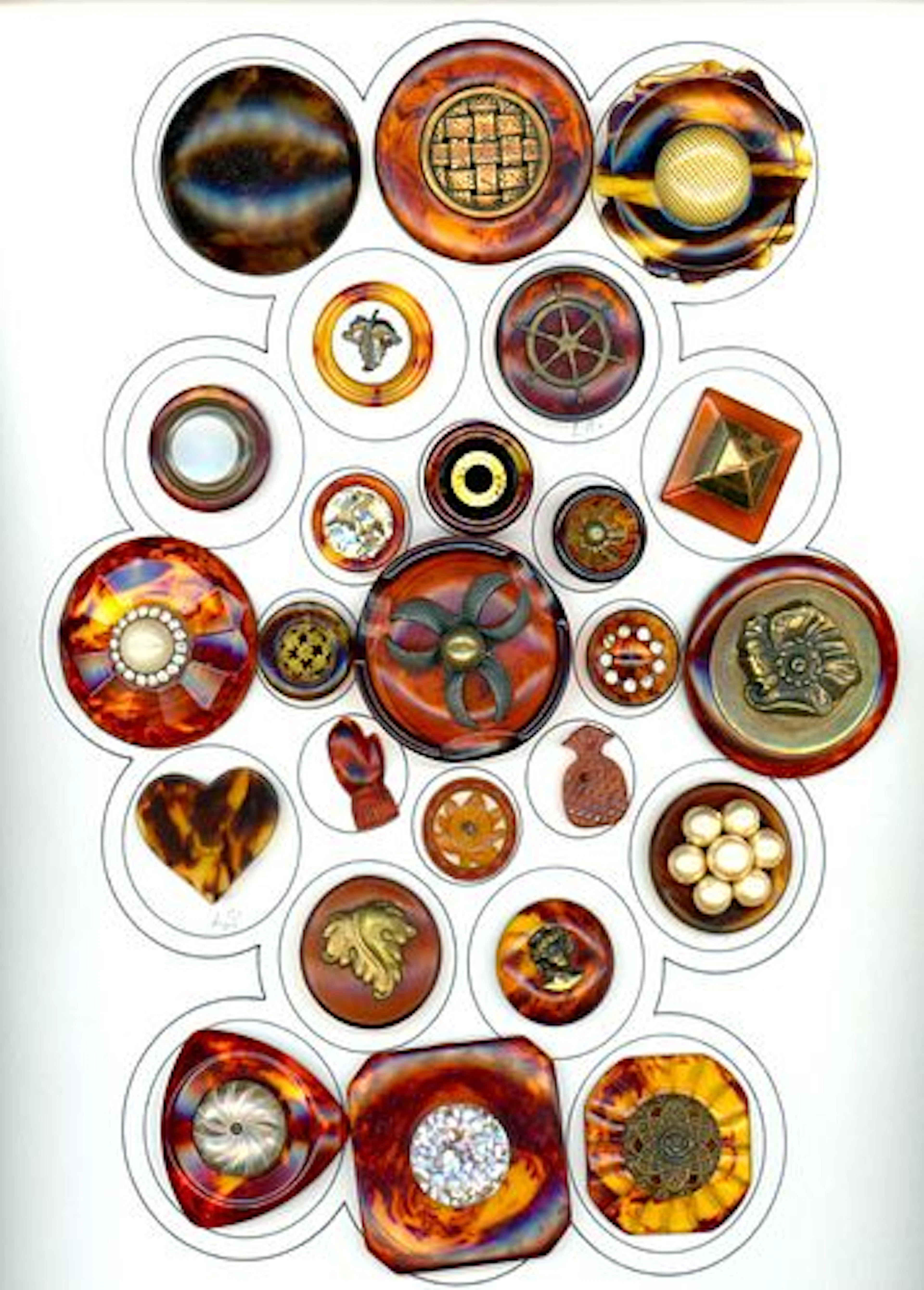 A CARD OF DIVISION THREE BAKELITE BUTTONS