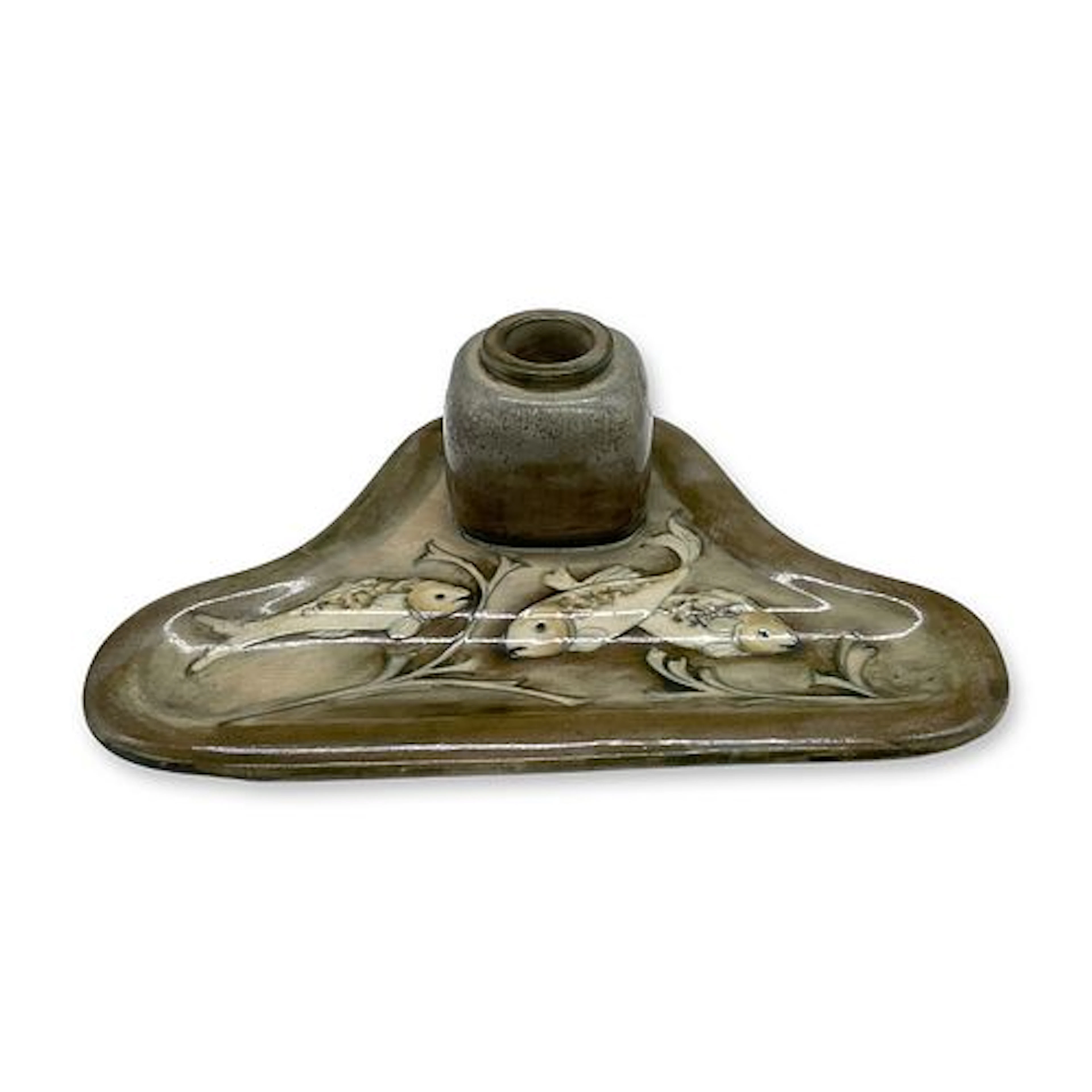 Early Moorcroft Pottery Fish Inkwell and Ink Pen Holder