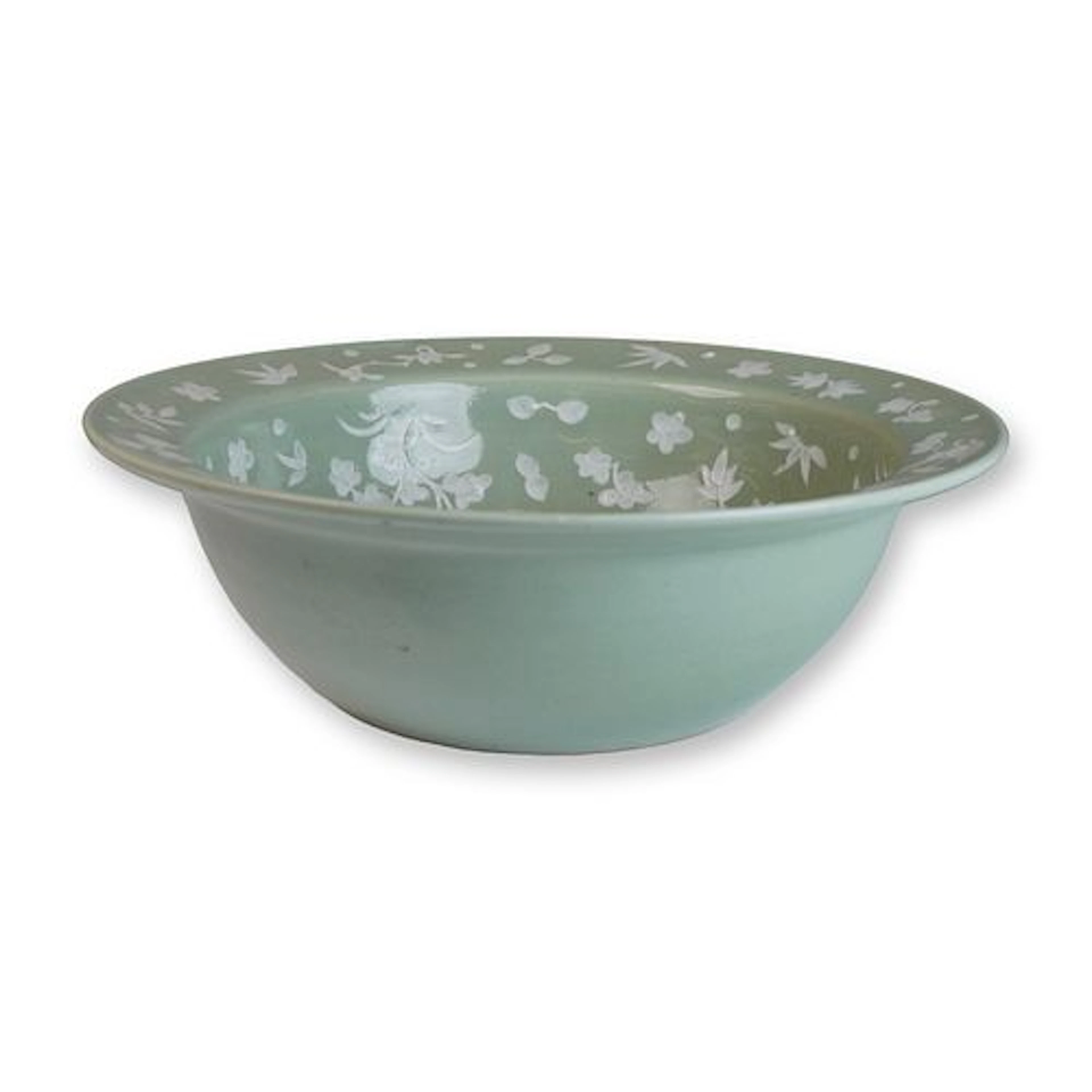 Chinese Celadon Floral White Paste Design Bowl