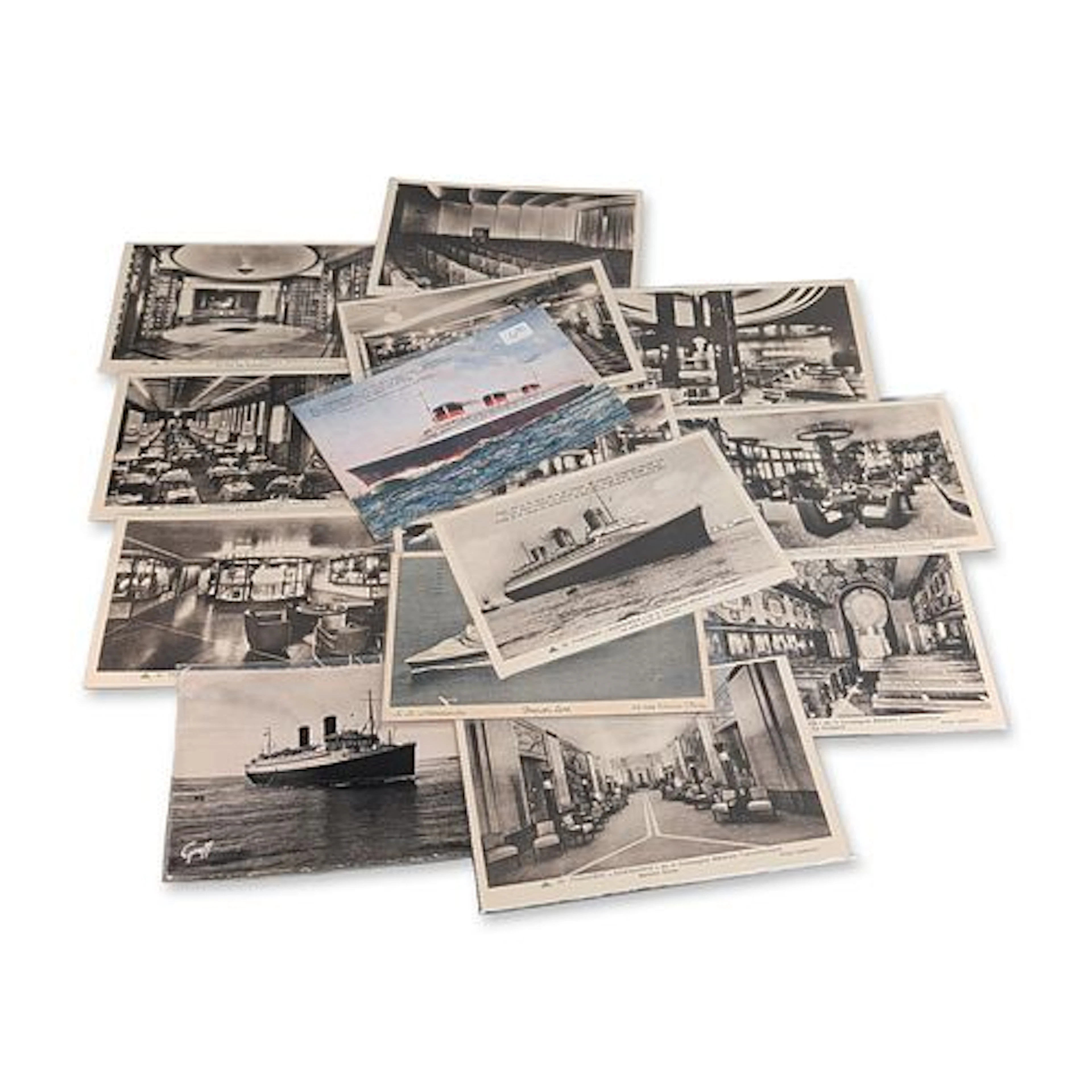 14pc Compagnie Generale Transatlantique SS Normandie Ocean Liner 1830s