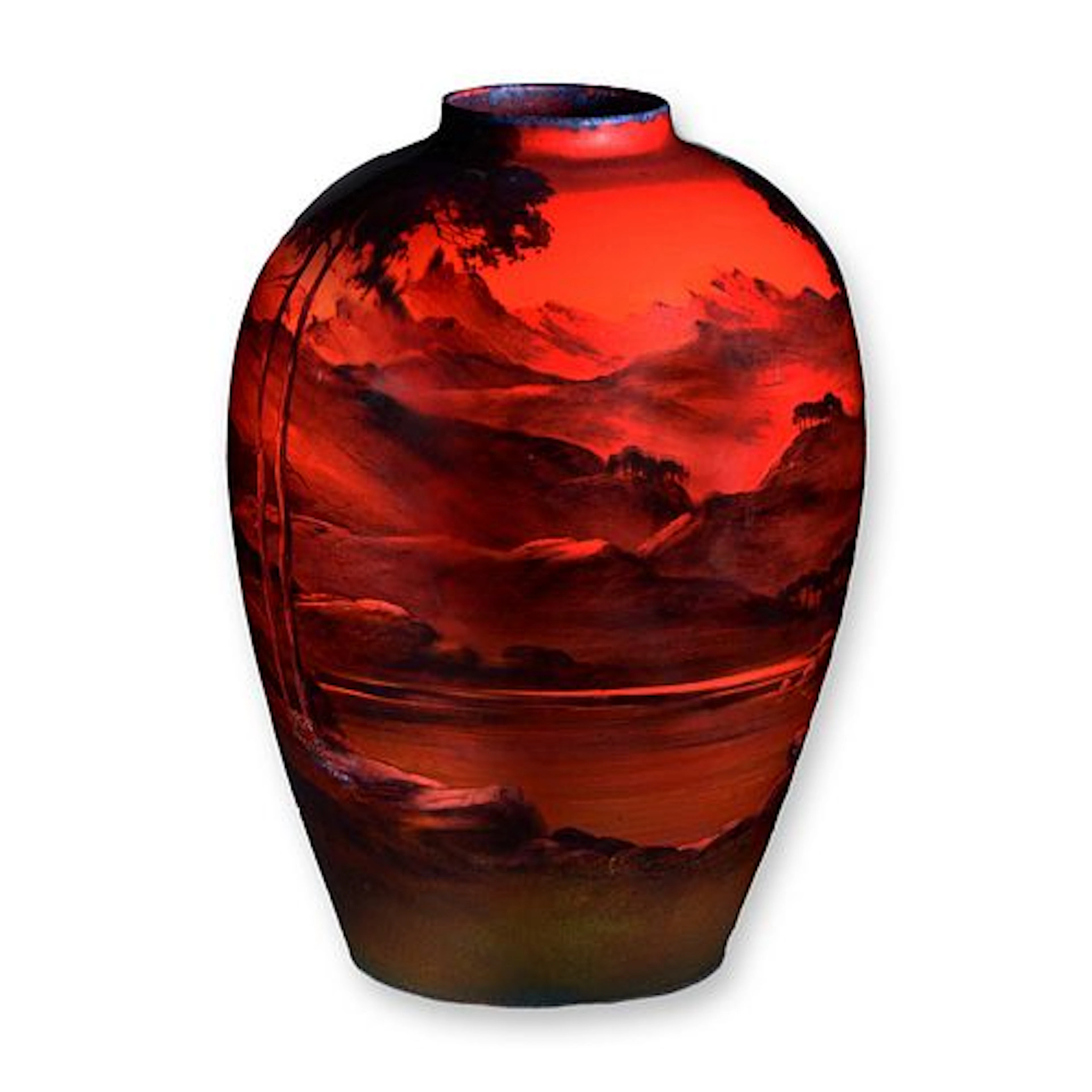 Royal Doulton Flambe Sung Landscape Design Vase