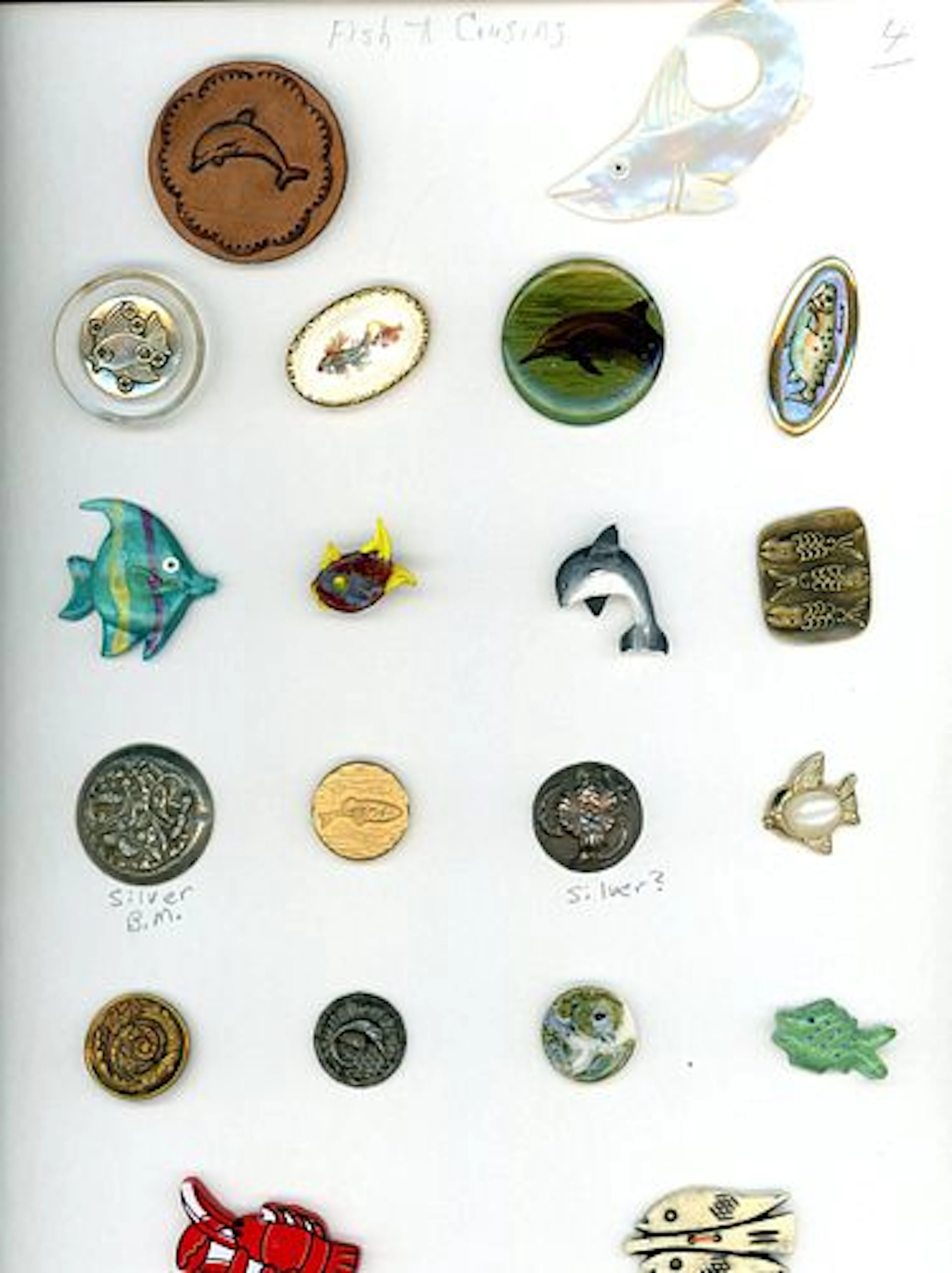A CARD OF DIVISION 1 & 3 ASSORTED AQUATIC BUTTONS