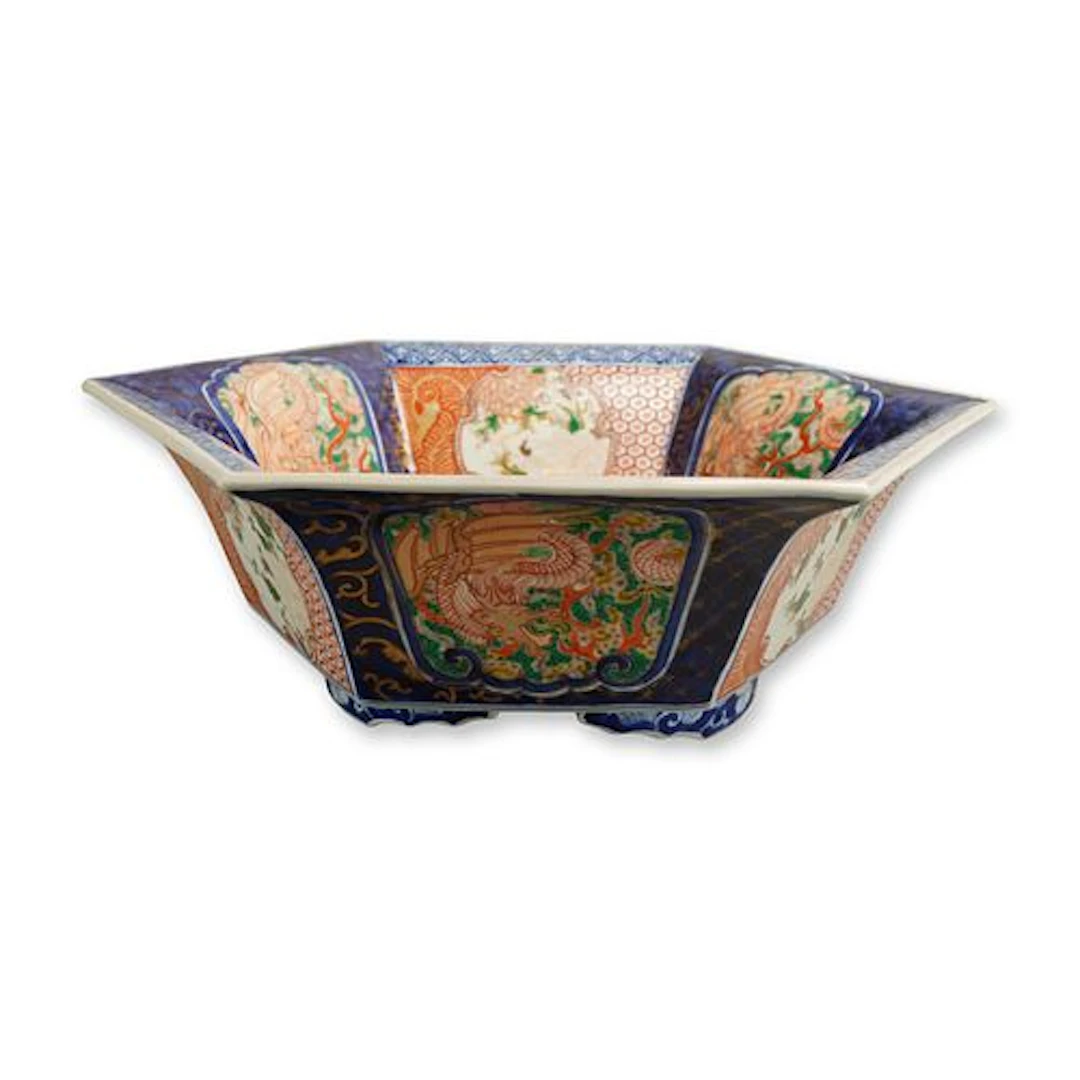 Japanese Hexagonal Imari Porcelain Bowl, Meiji Period