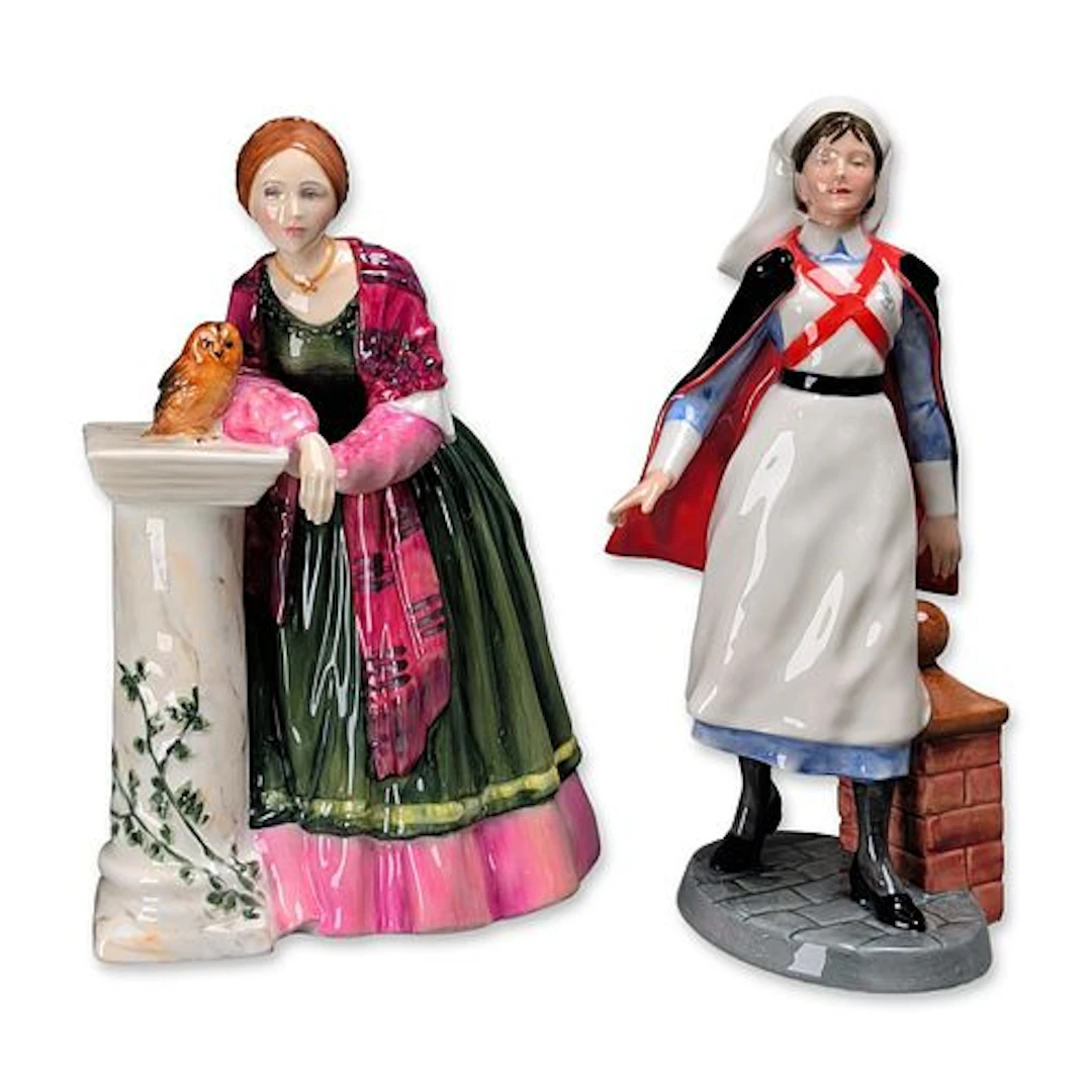 2pc Royal Doulton Historical Nursing China Figurines, Florence Nightingale