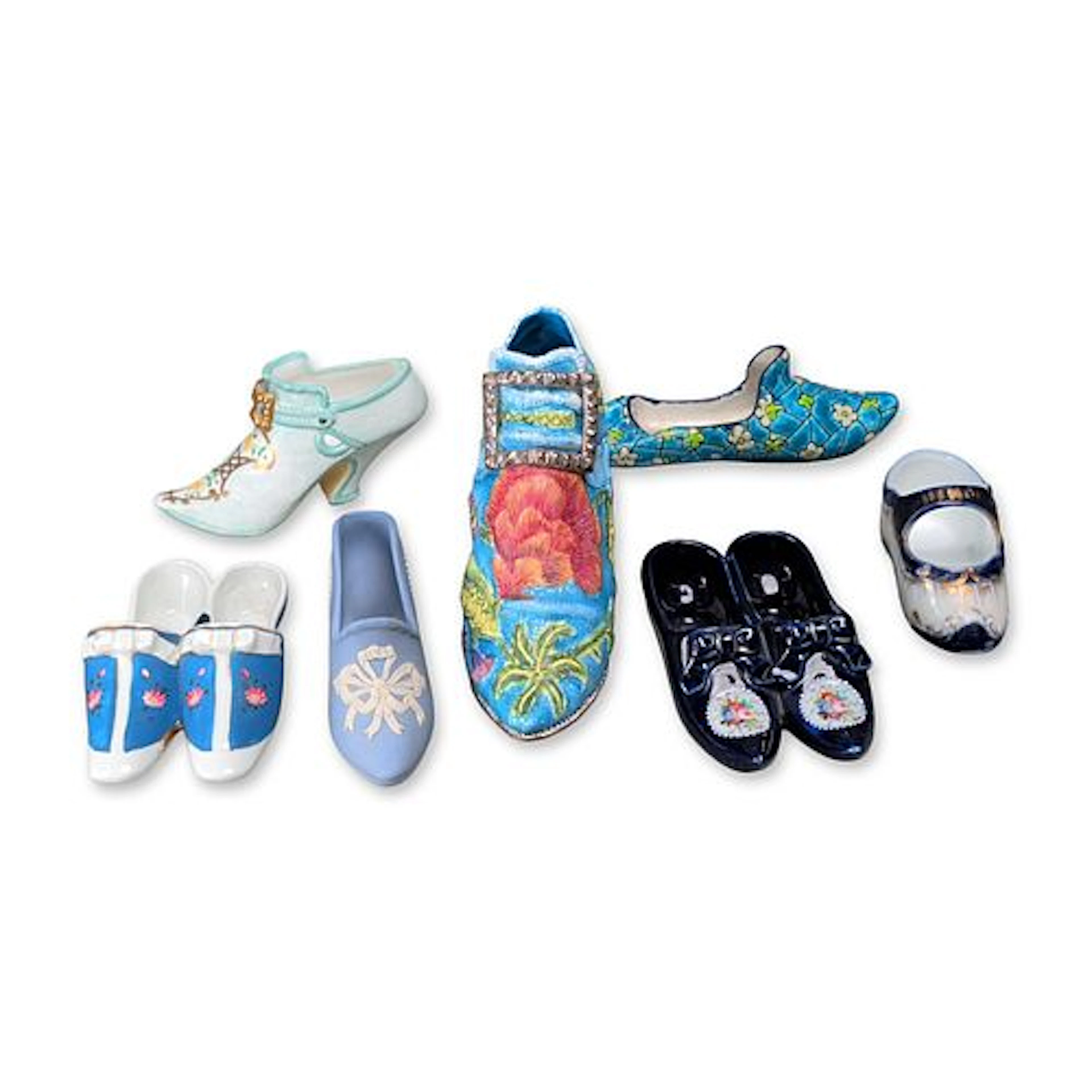 7pc Gainsborough, Lenox, and More Ceramic Shoe Figurine Assortment