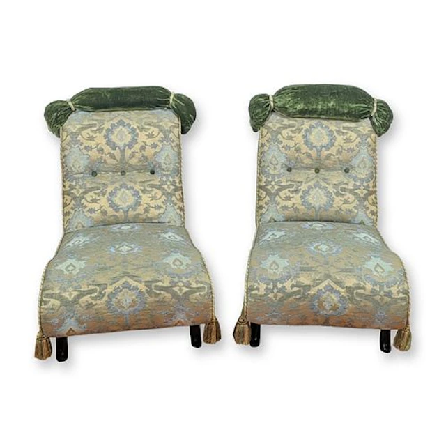 Pair of Early 20th Century Upholstered Lounge Chairs by Moinat Rolle