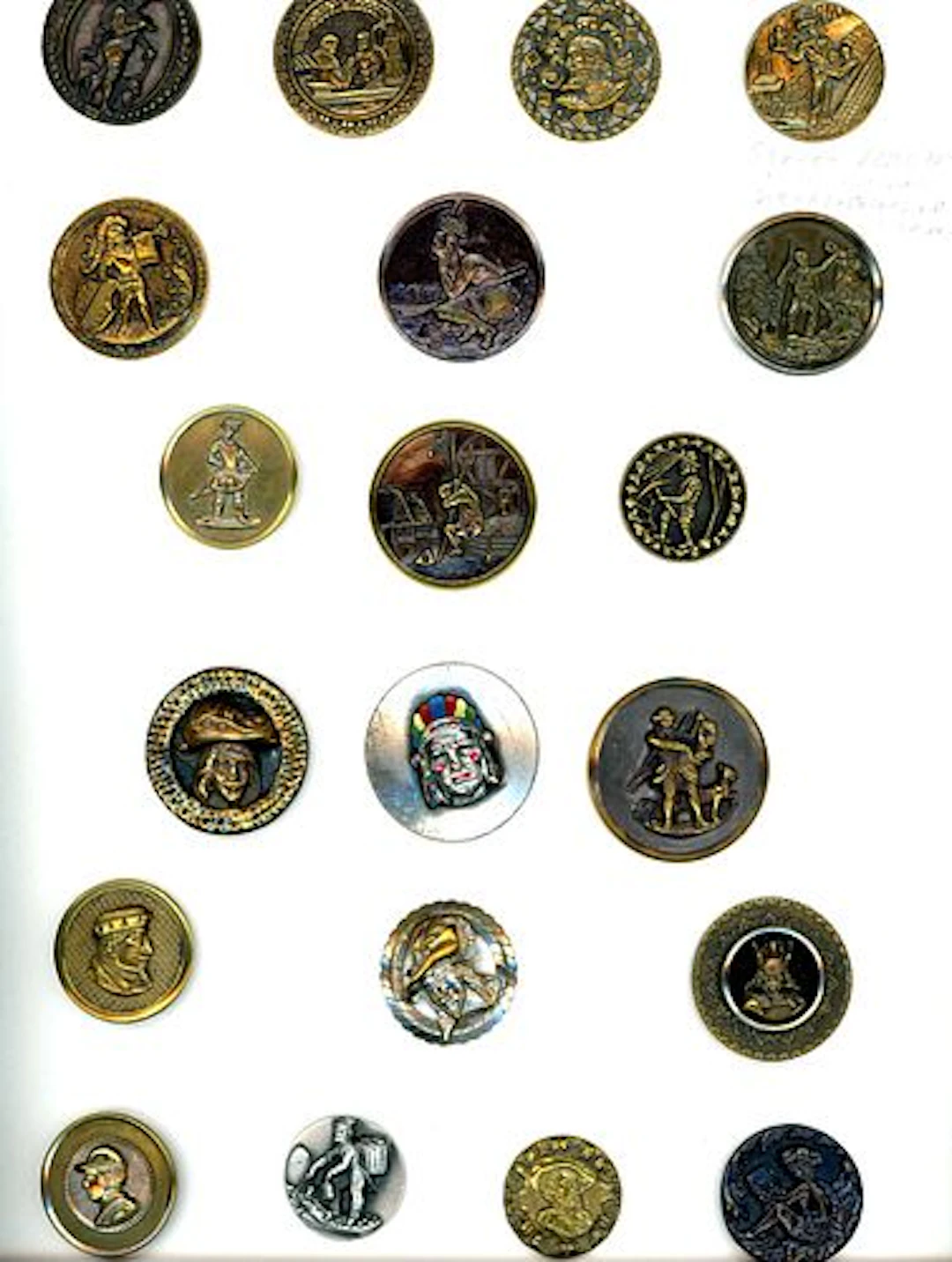 A CARD OF DIVISION ONE AND THREE MEN BUTTONS