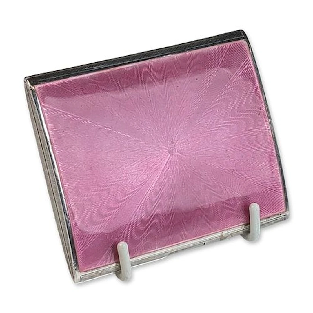 FBR .925 Sterling Silver Pink Guilloche Enamel Case