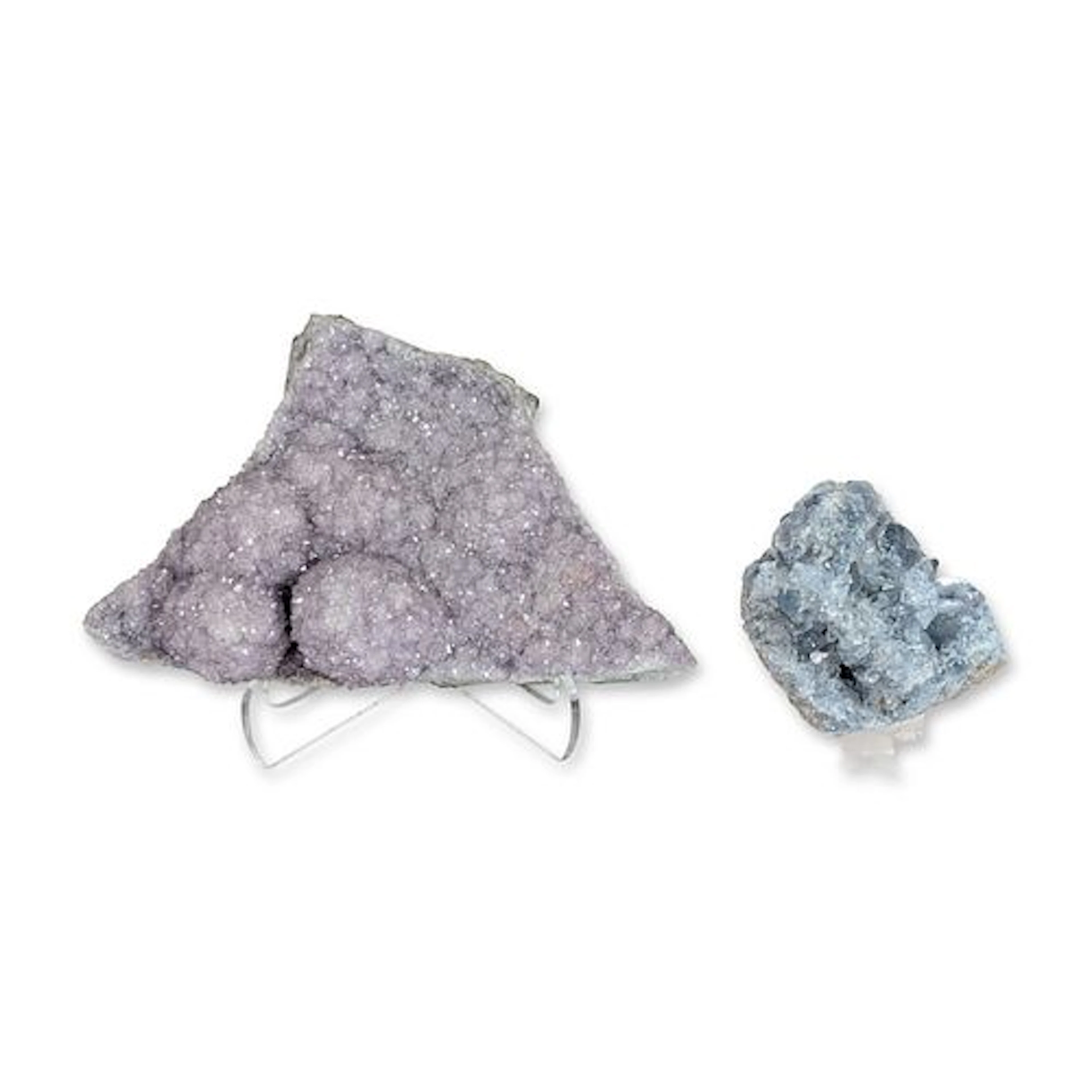 2pc Amethyst Druzy Quartz and Celestite Crystal Natural Mineral Specimen
