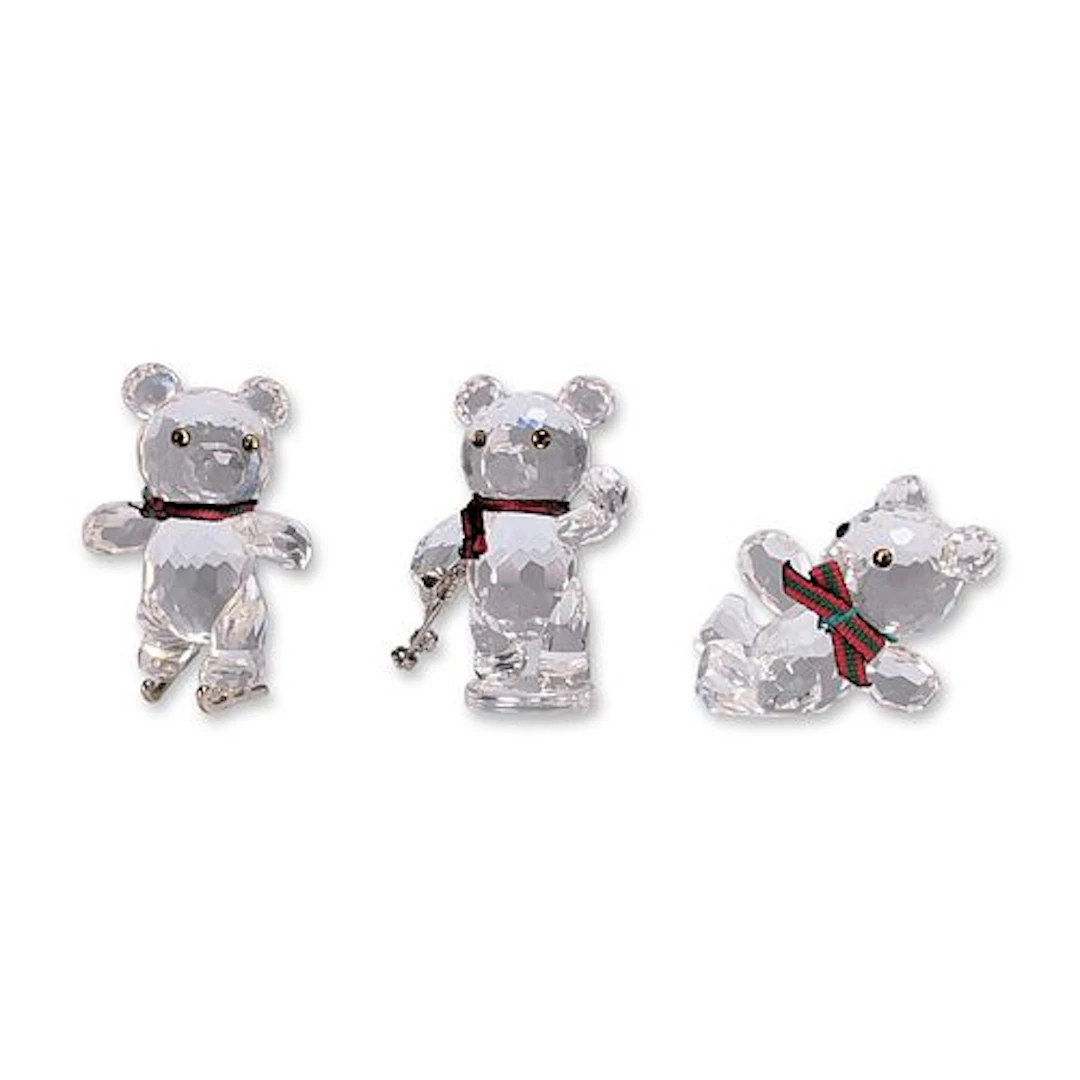 3pc Swarovski Silver Crystal Kris Bear Figurines